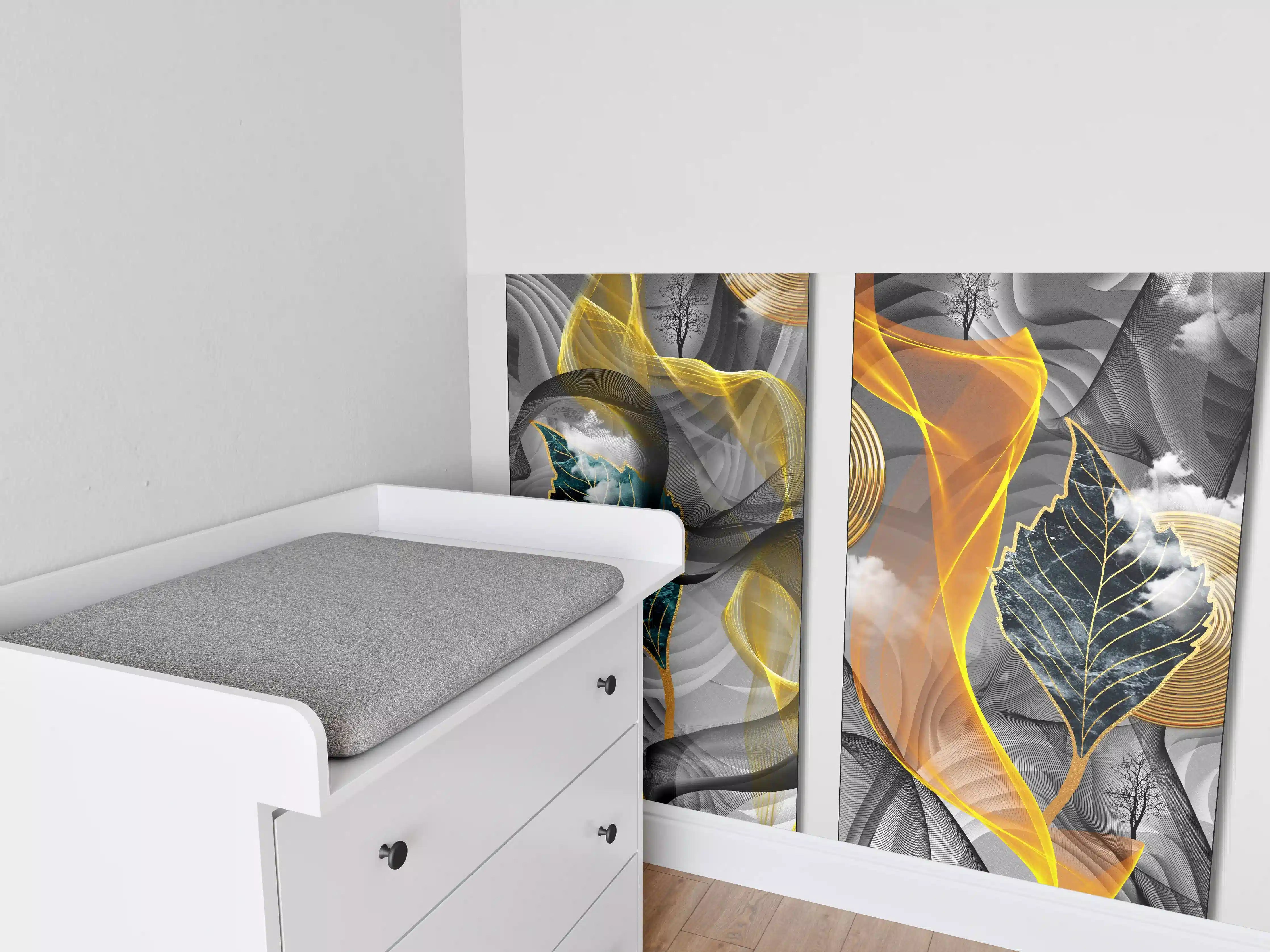 Babyzimmer Wandgestaltung - Abstraktes 3D Design