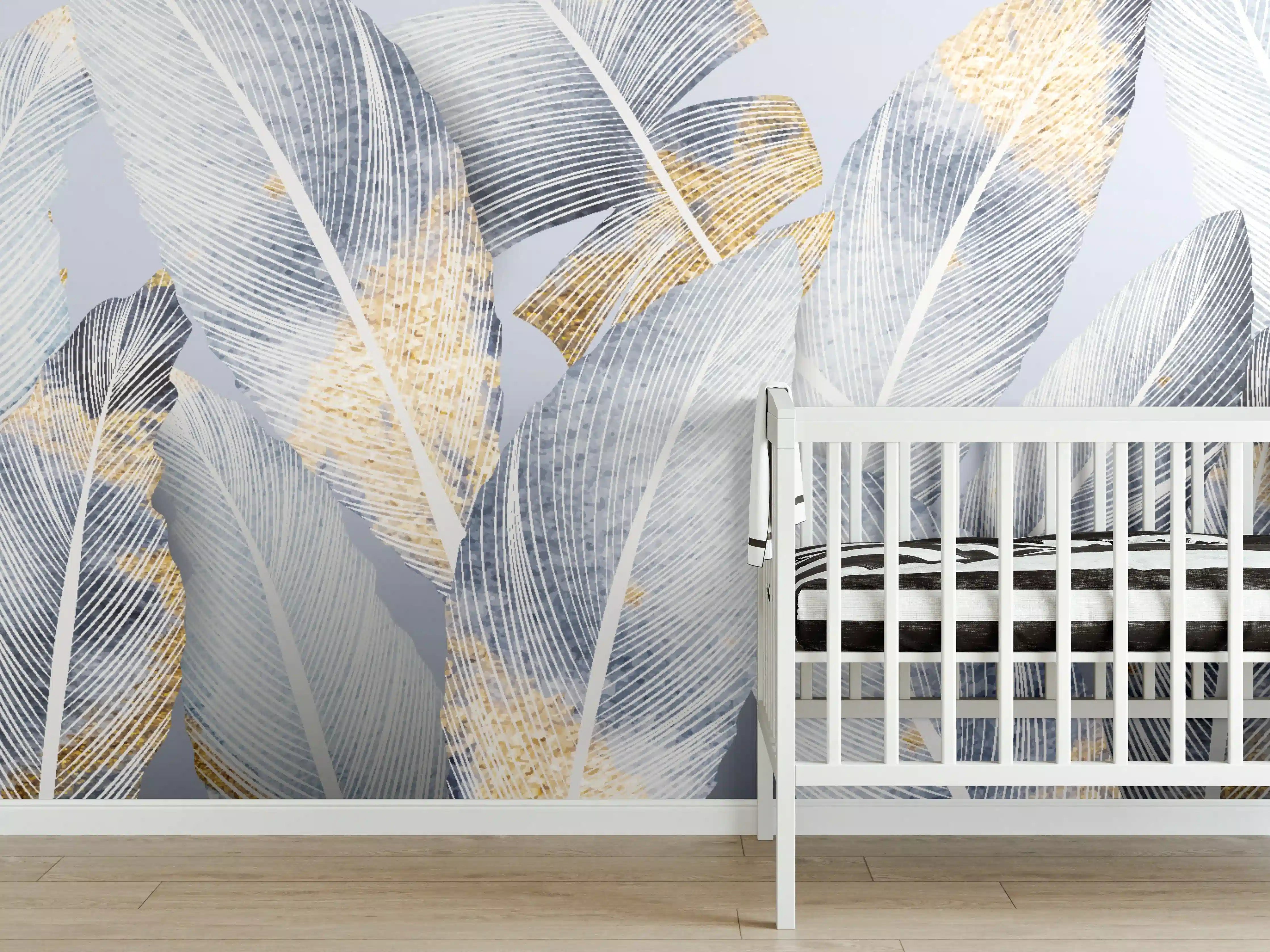 Babyzimmer Wandgestaltung - Abstraktes Blattgold-Design