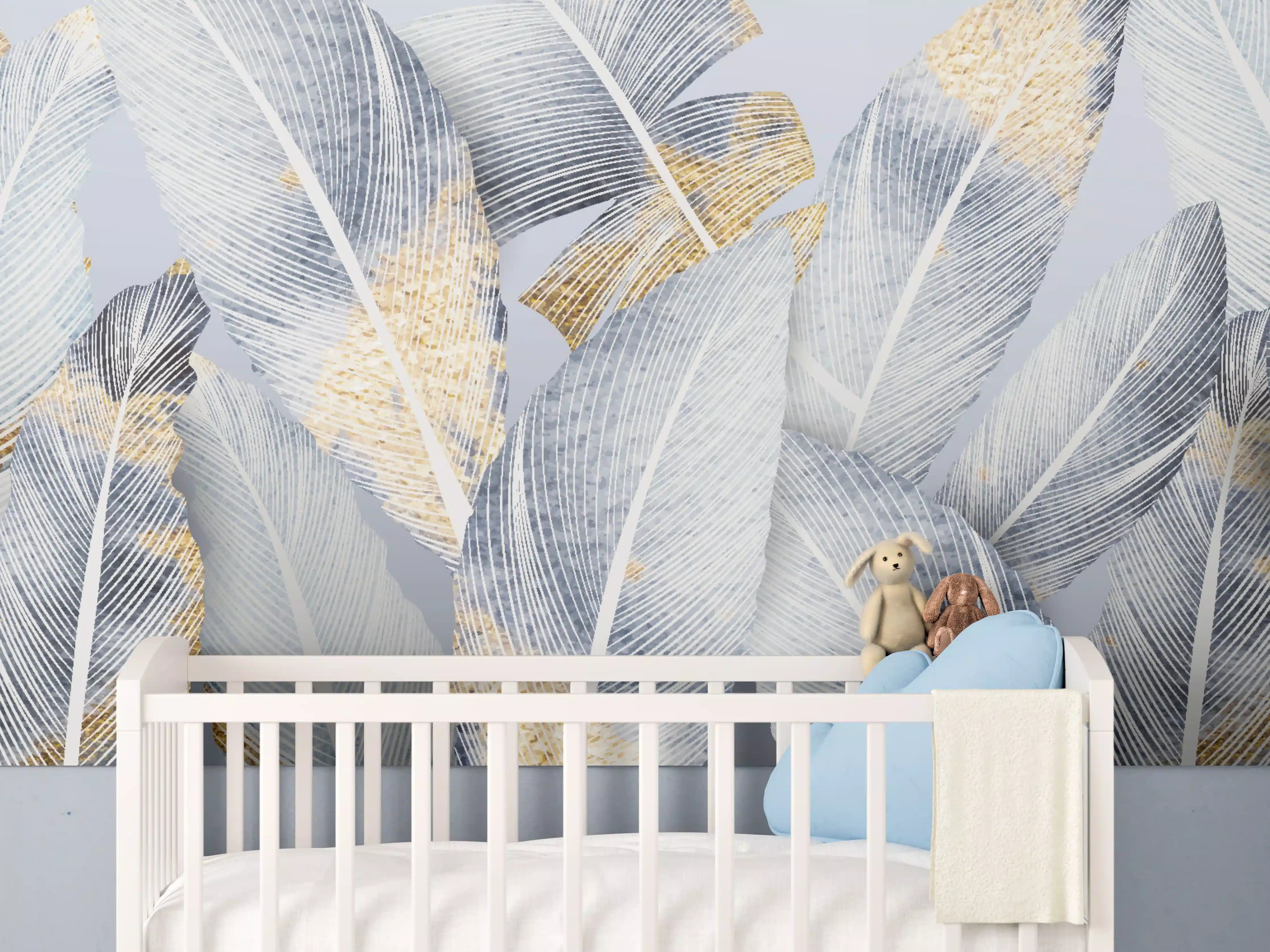 Babyzimmer Wandgestaltung - Abstraktes Blattgold-Design