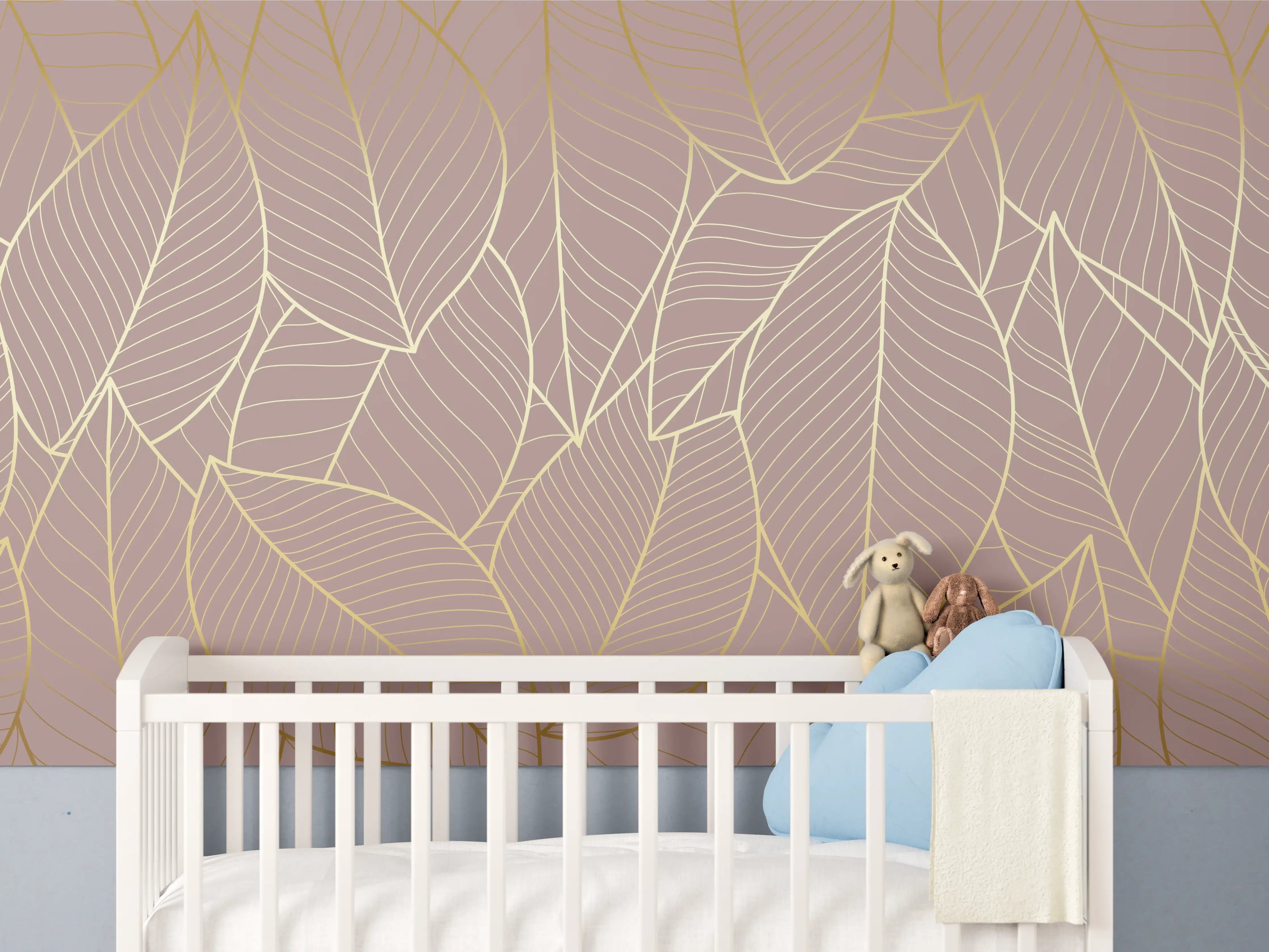 Babyzimmer Wandgestaltung - Abstraktes Blattgold-Muster