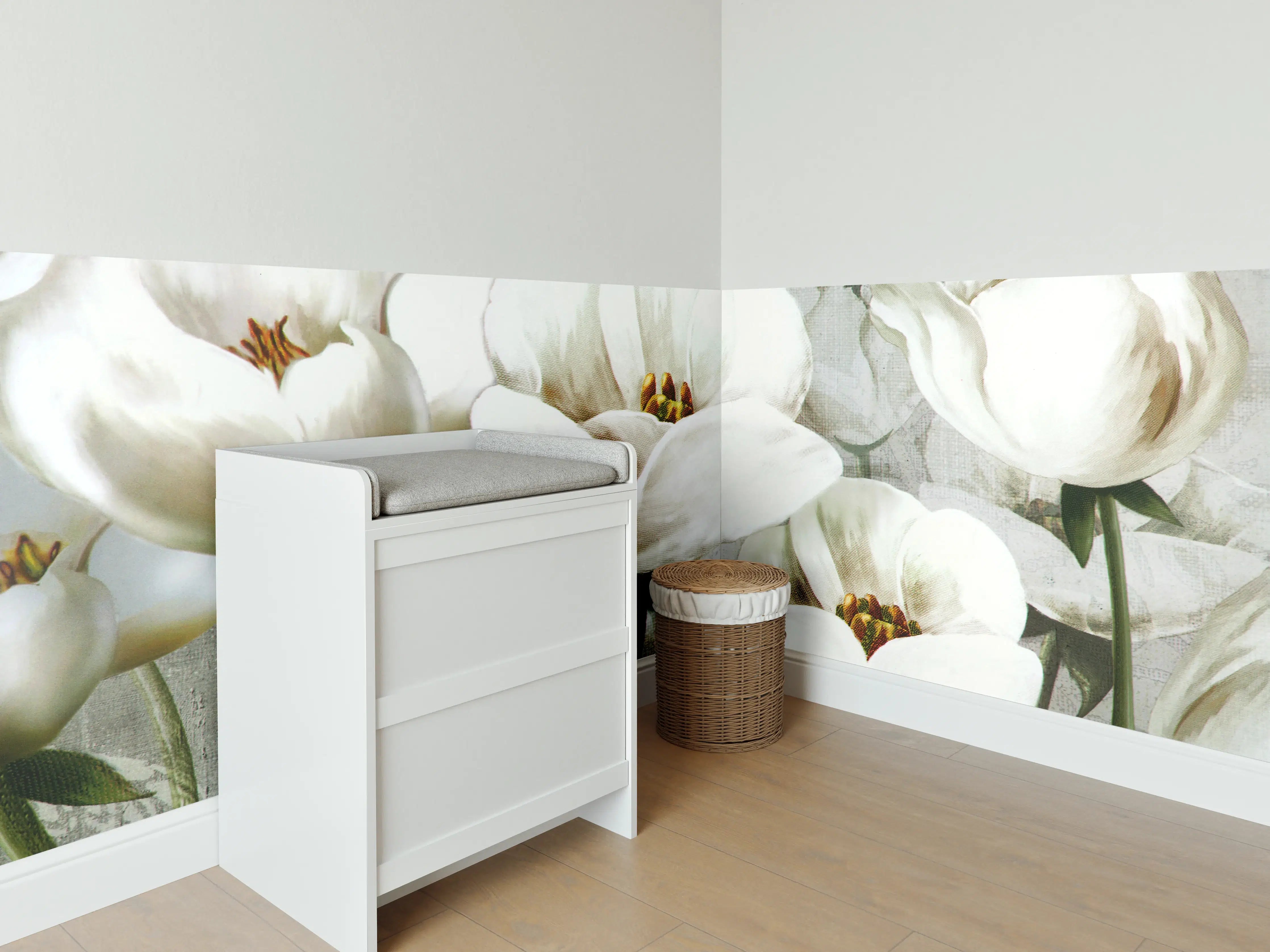 Babyzimmer Wandgestaltung - Abstraktes Blumen Tapetendesign