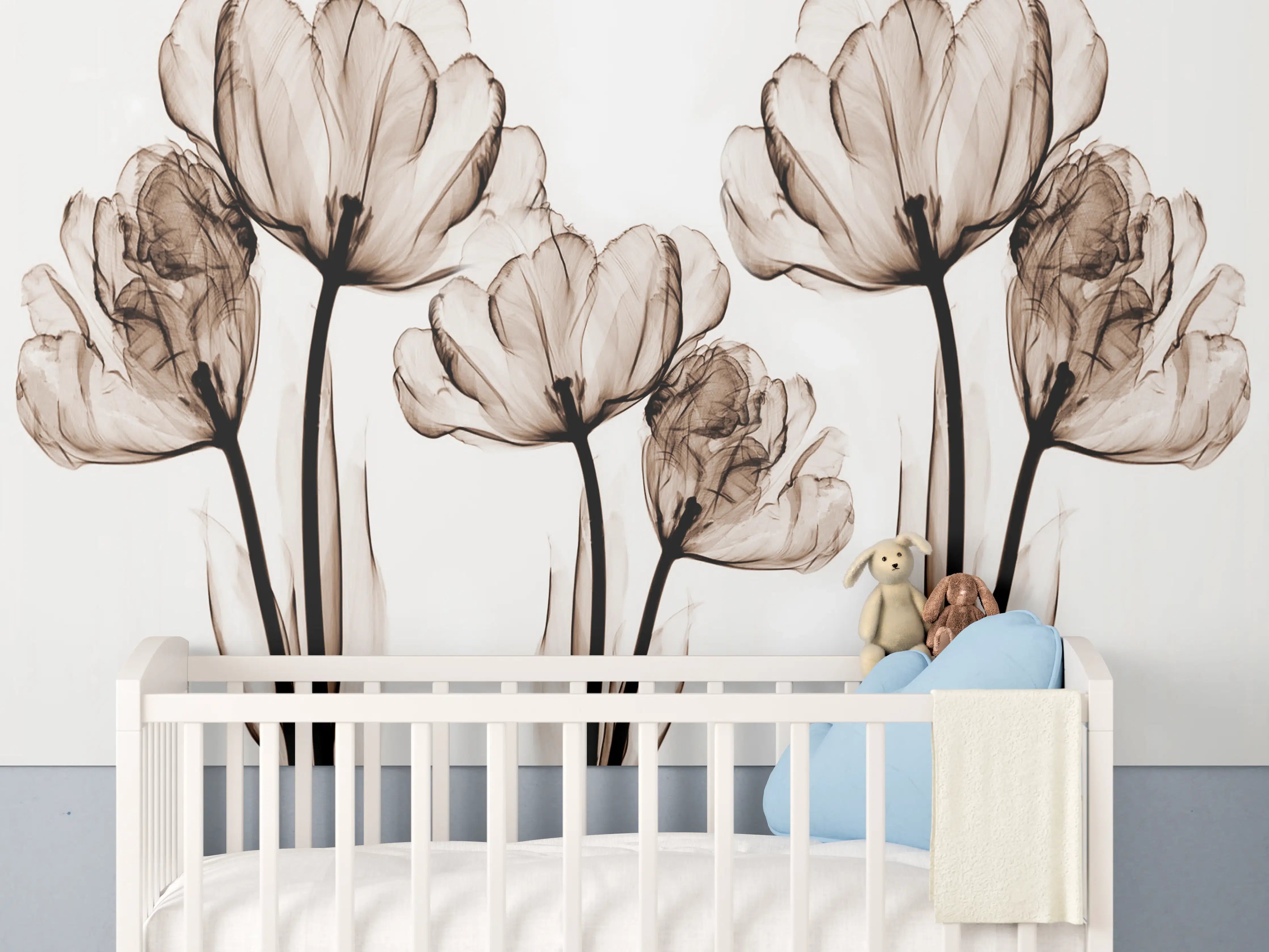 Babyzimmer Wandgestaltung - Abstraktes Blumendesign