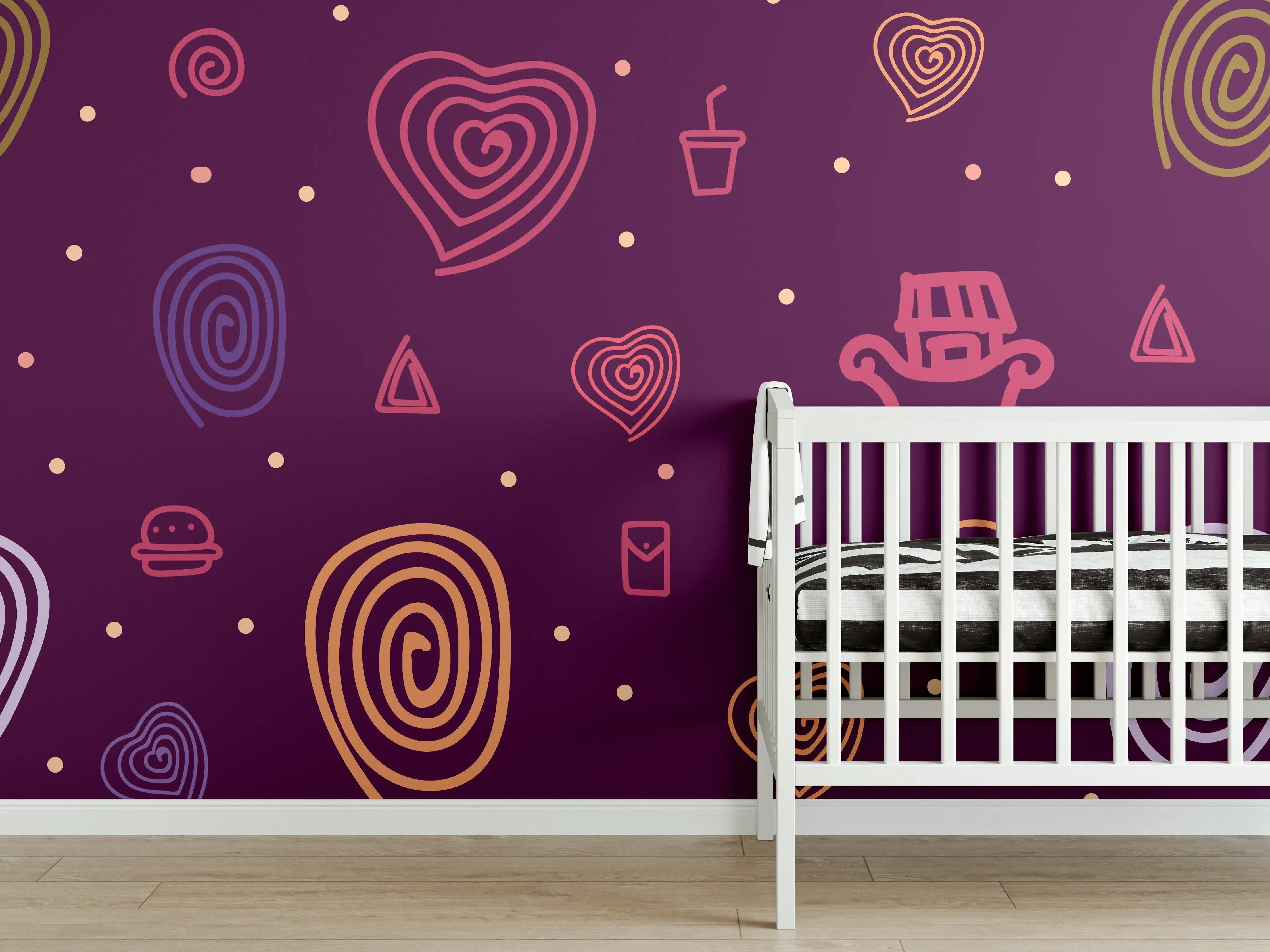Babyzimmer Wandgestaltung - Abstraktes Gebilde mit schönen Mustern