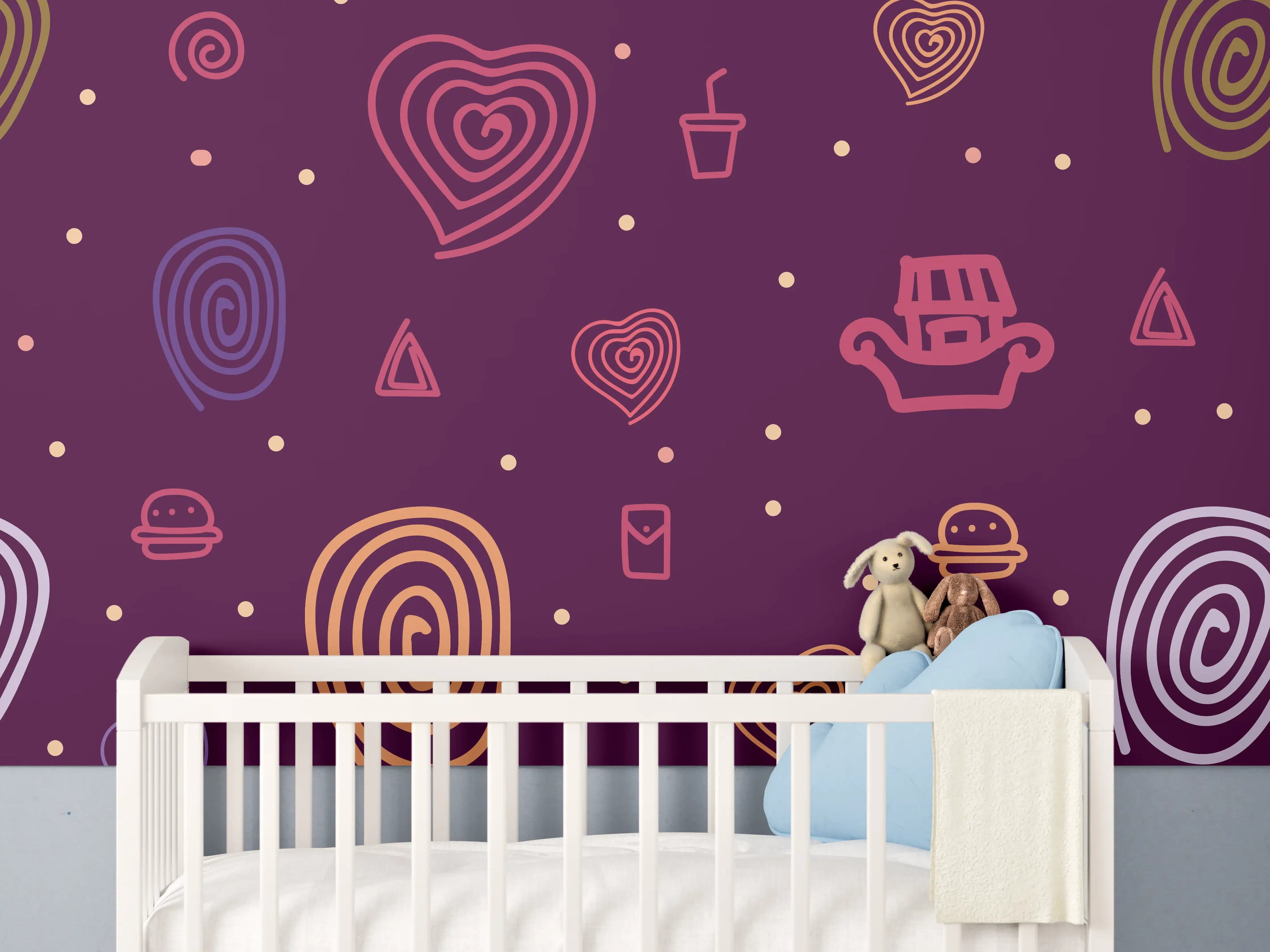 Babyzimmer Wandgestaltung - Abstraktes Gebilde mit schönen Mustern