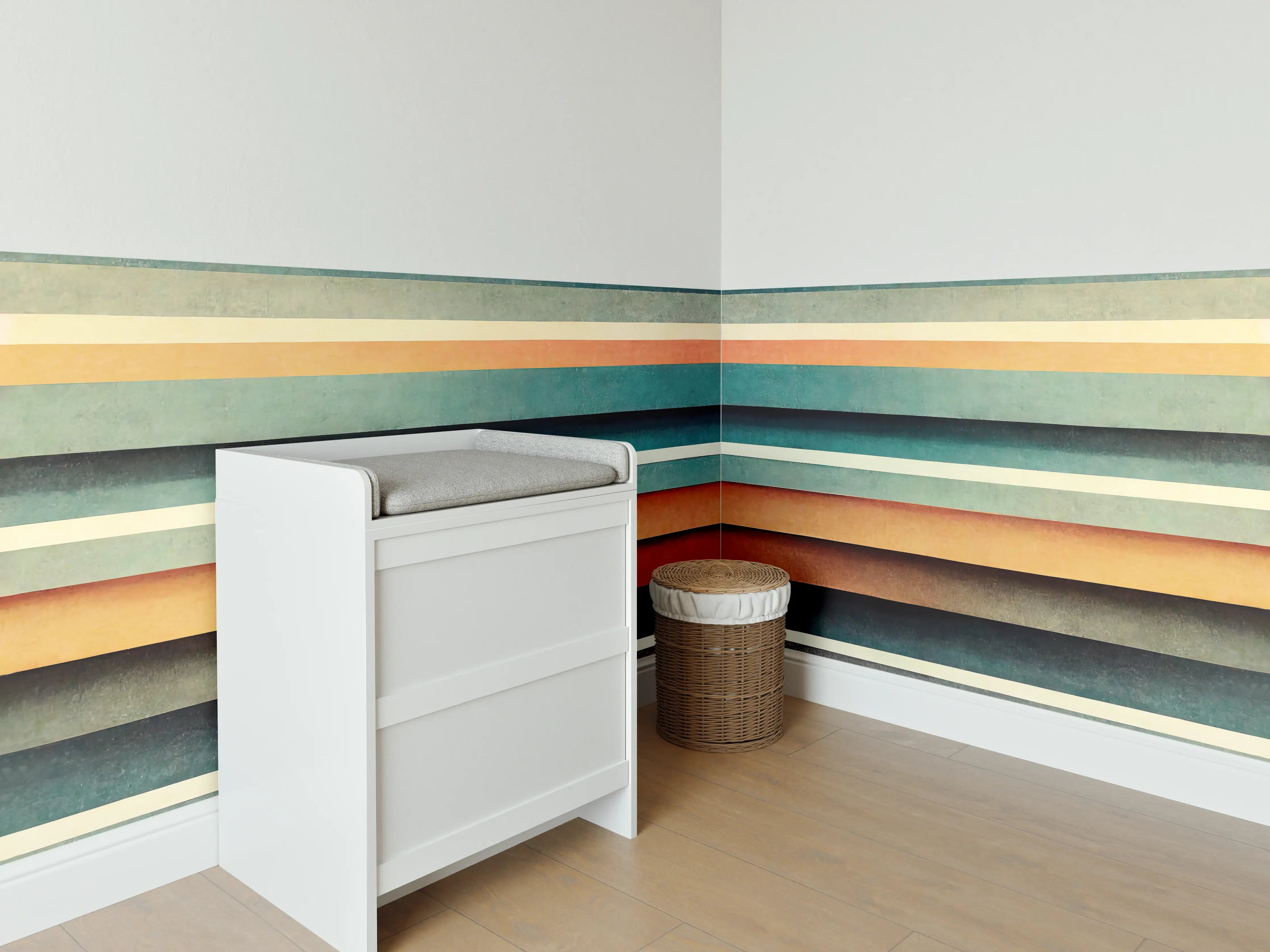 Babyzimmer Wandgestaltung - Abstraktes Linien Panorama