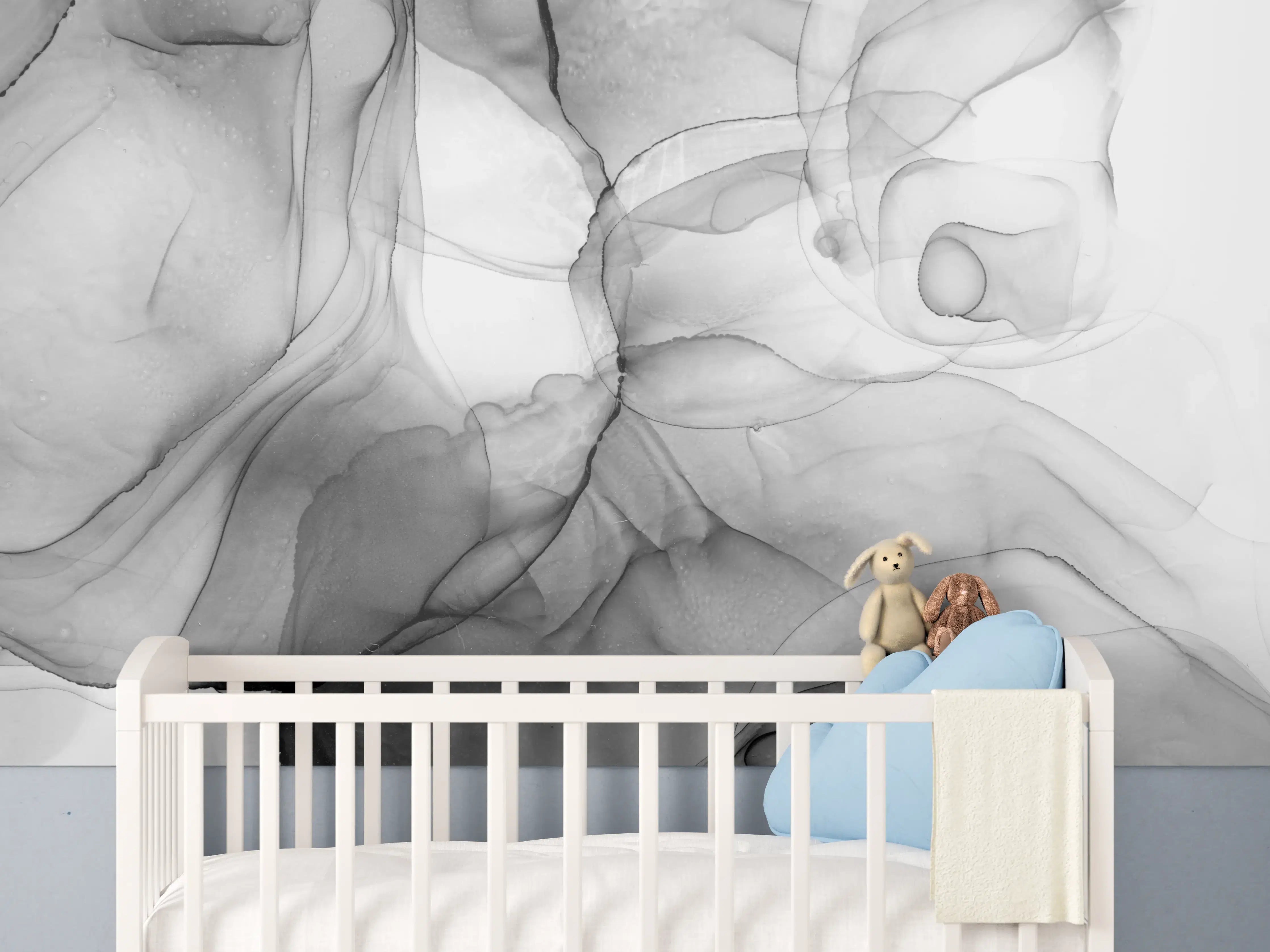 Babyzimmer Wandgestaltung - Abstraktes Marmor Tinten Design