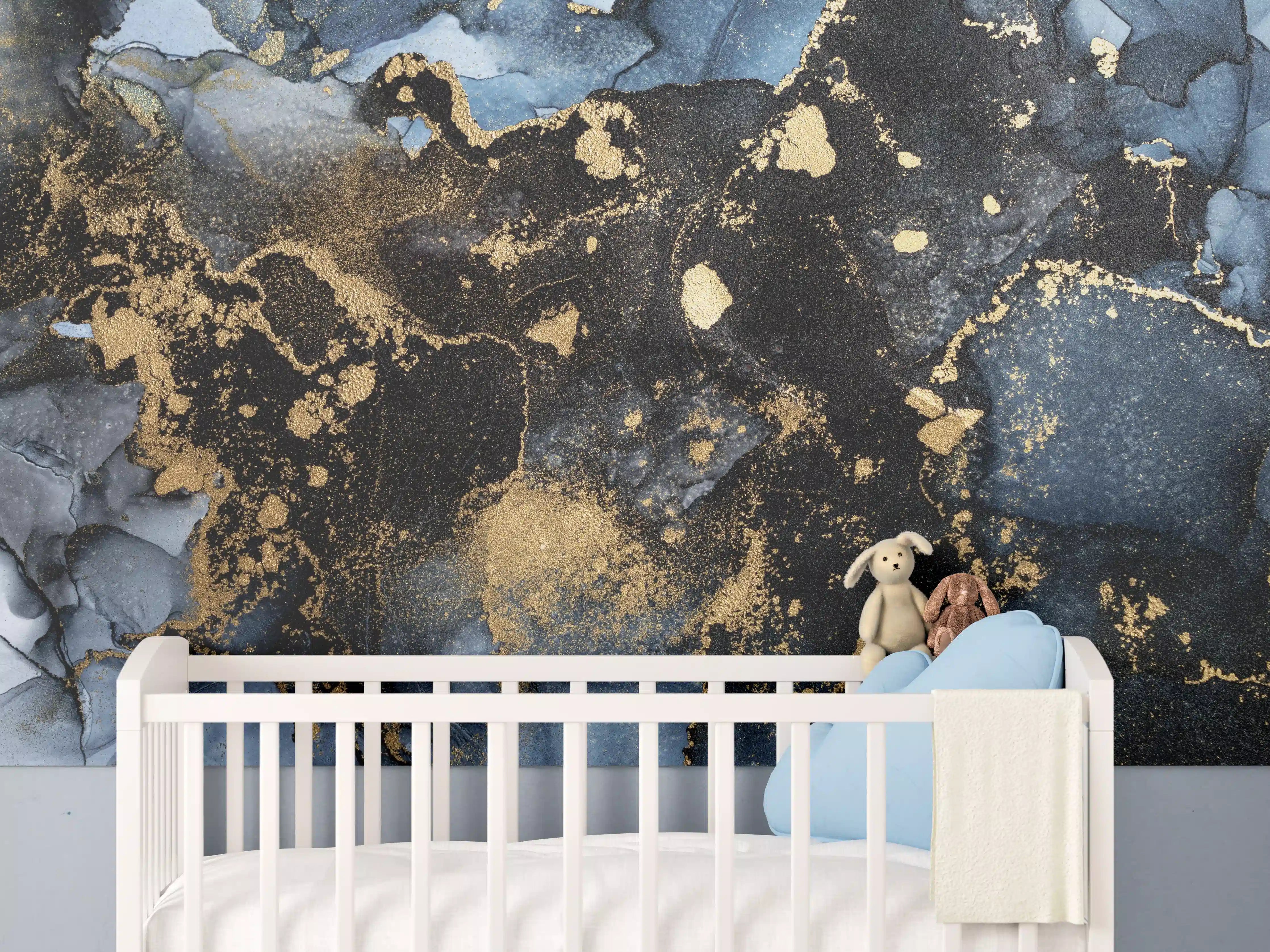 Babyzimmer Wandgestaltung - Abstraktes Marmor Wanddesign - Flüssigmalerei