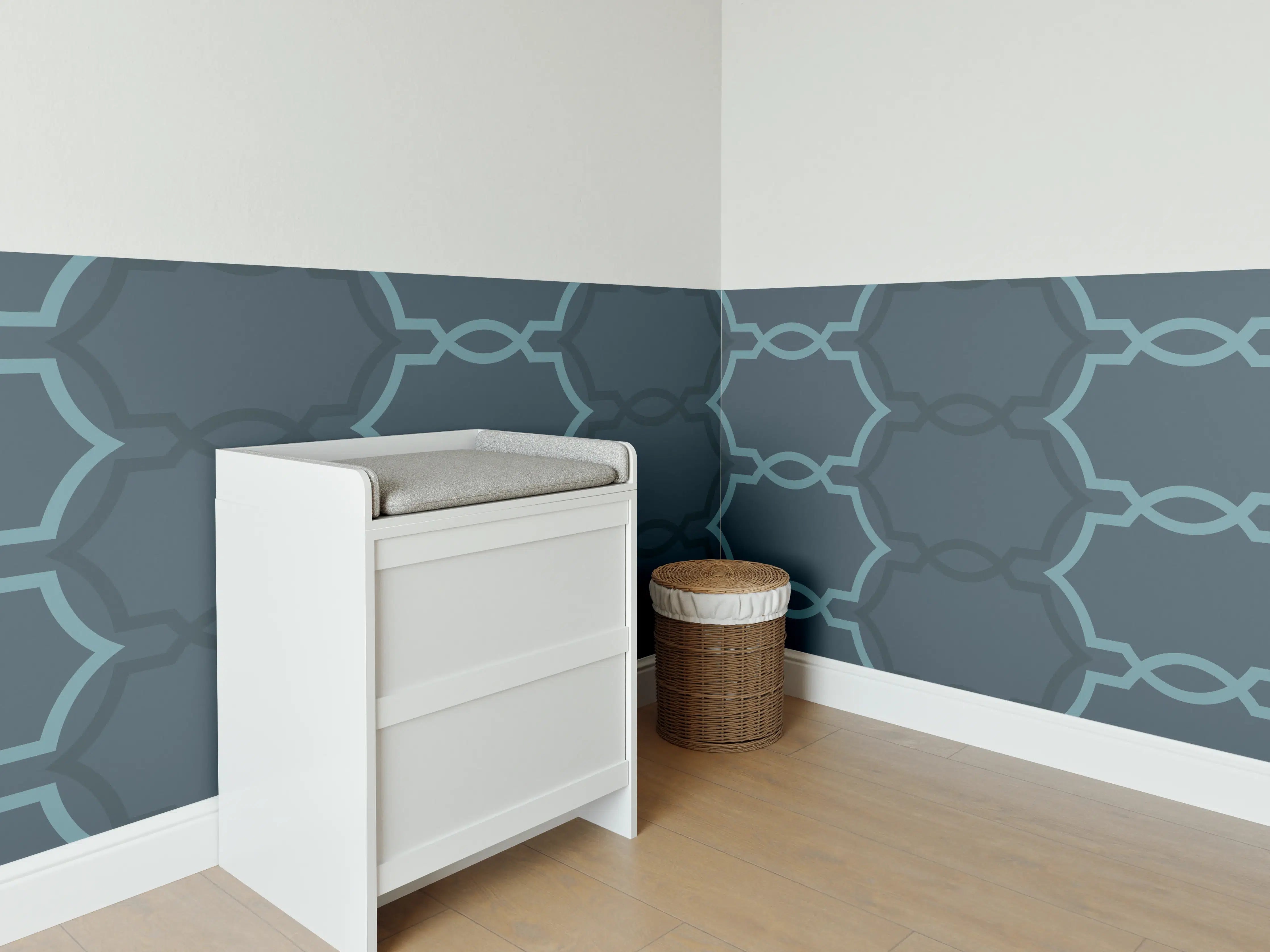 Babyzimmer Wandgestaltung - Abstraktes Muster Dunkelblau