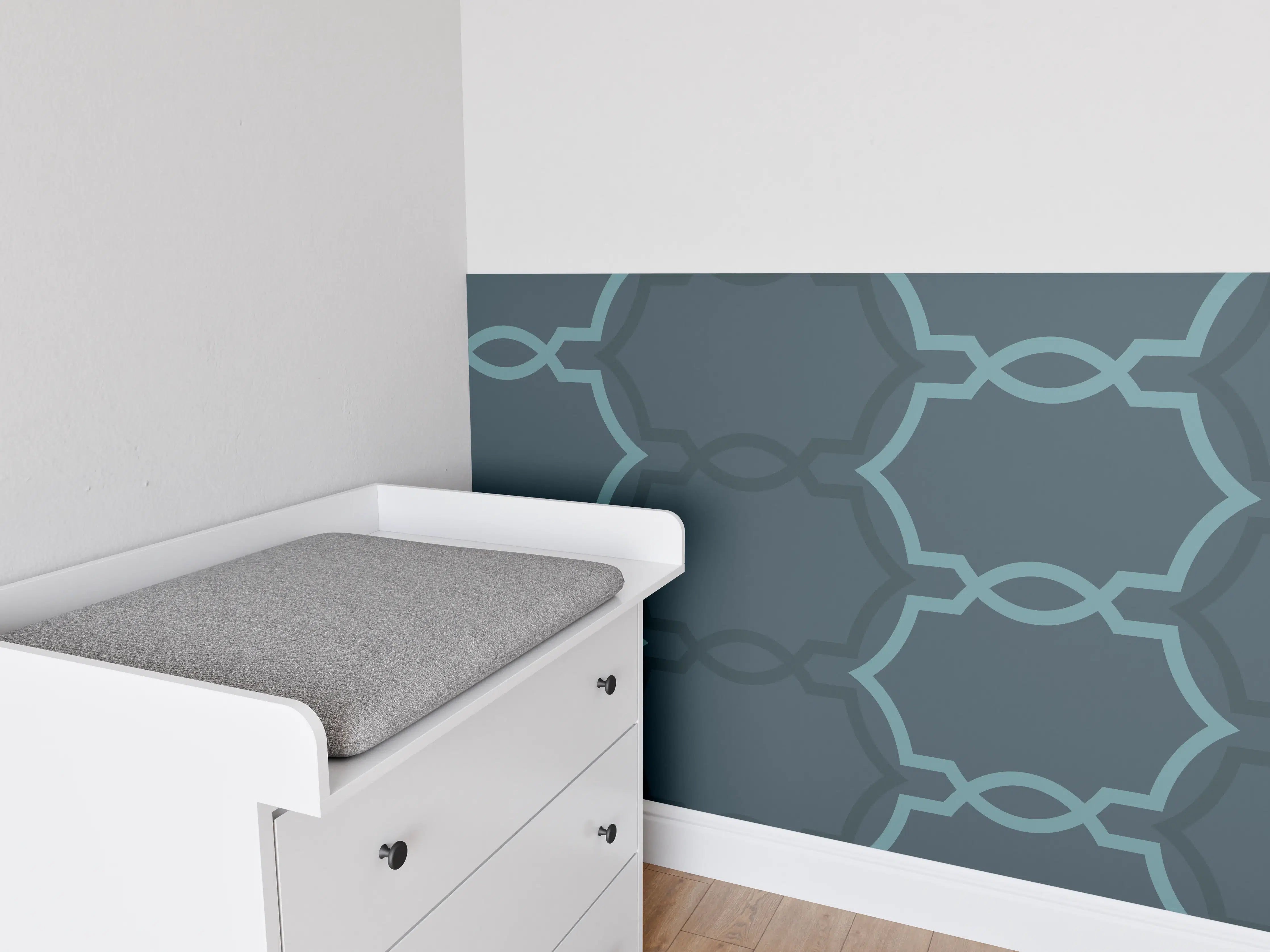 Babyzimmer Wandgestaltung - Abstraktes Muster Dunkelblau