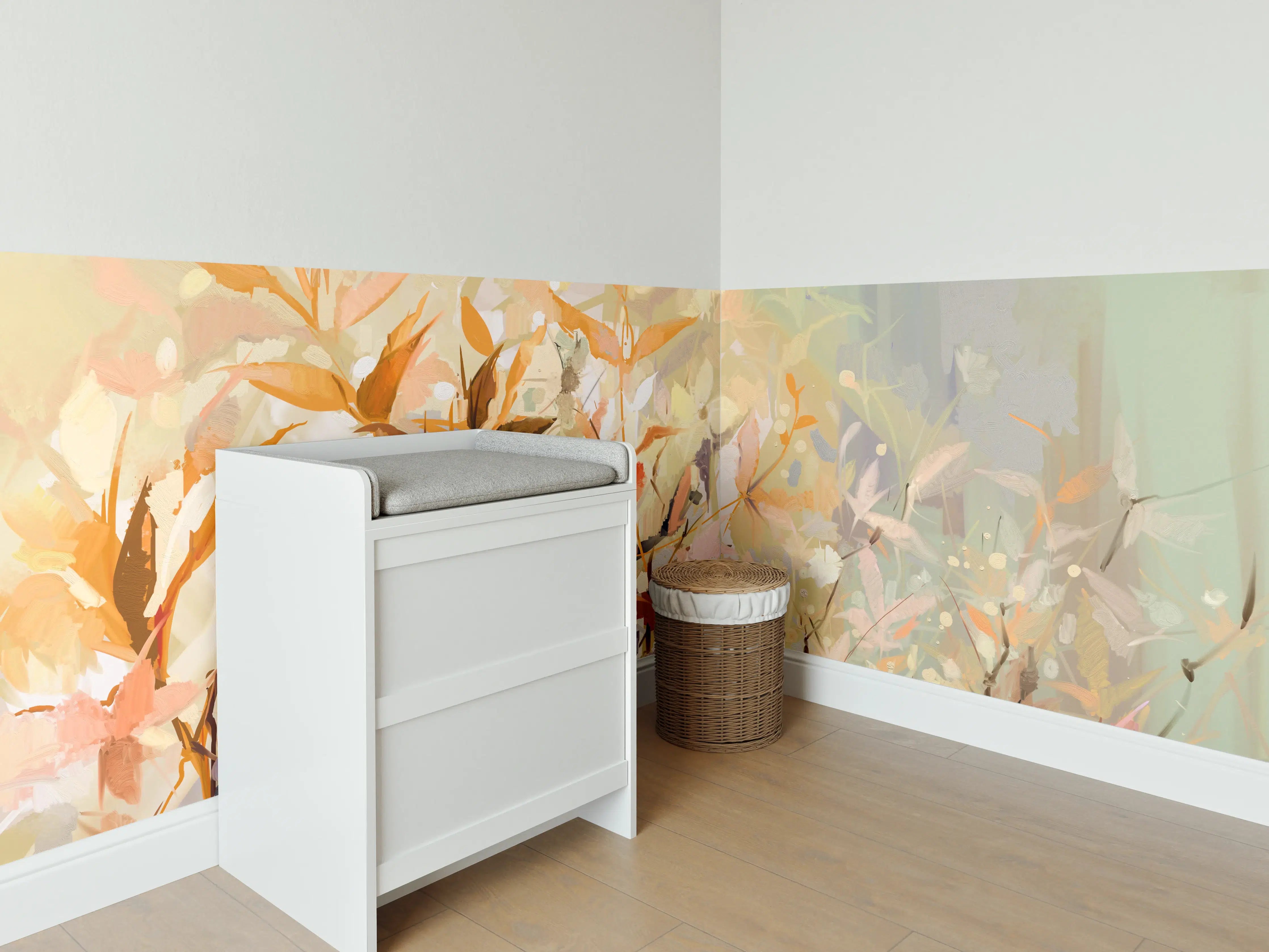 Babyzimmer Wandgestaltung - Abstraktes Ölgemälde von bunten Blumen