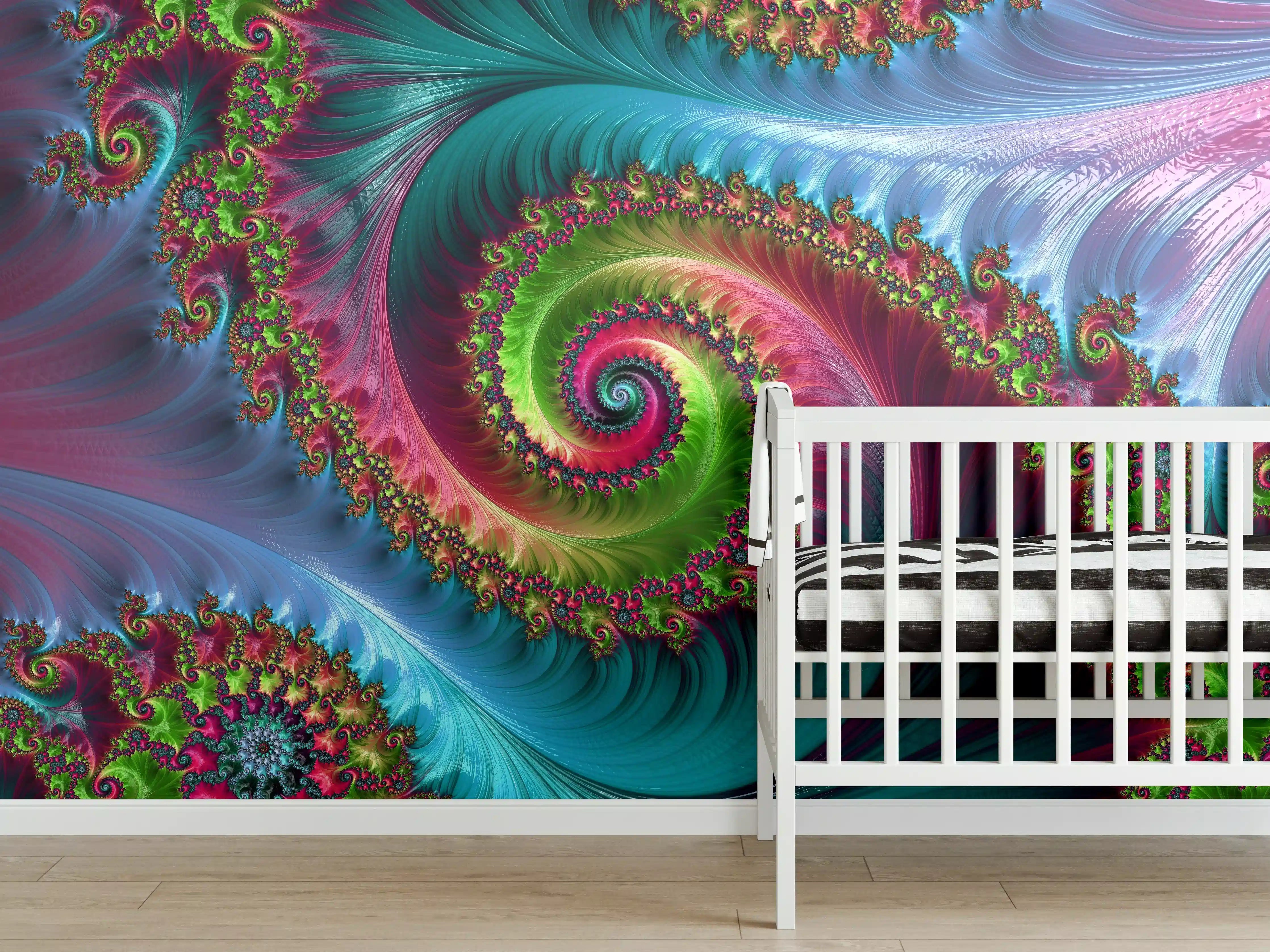 Babyzimmer Wandgestaltung - Abstraktes Tentakelmuster