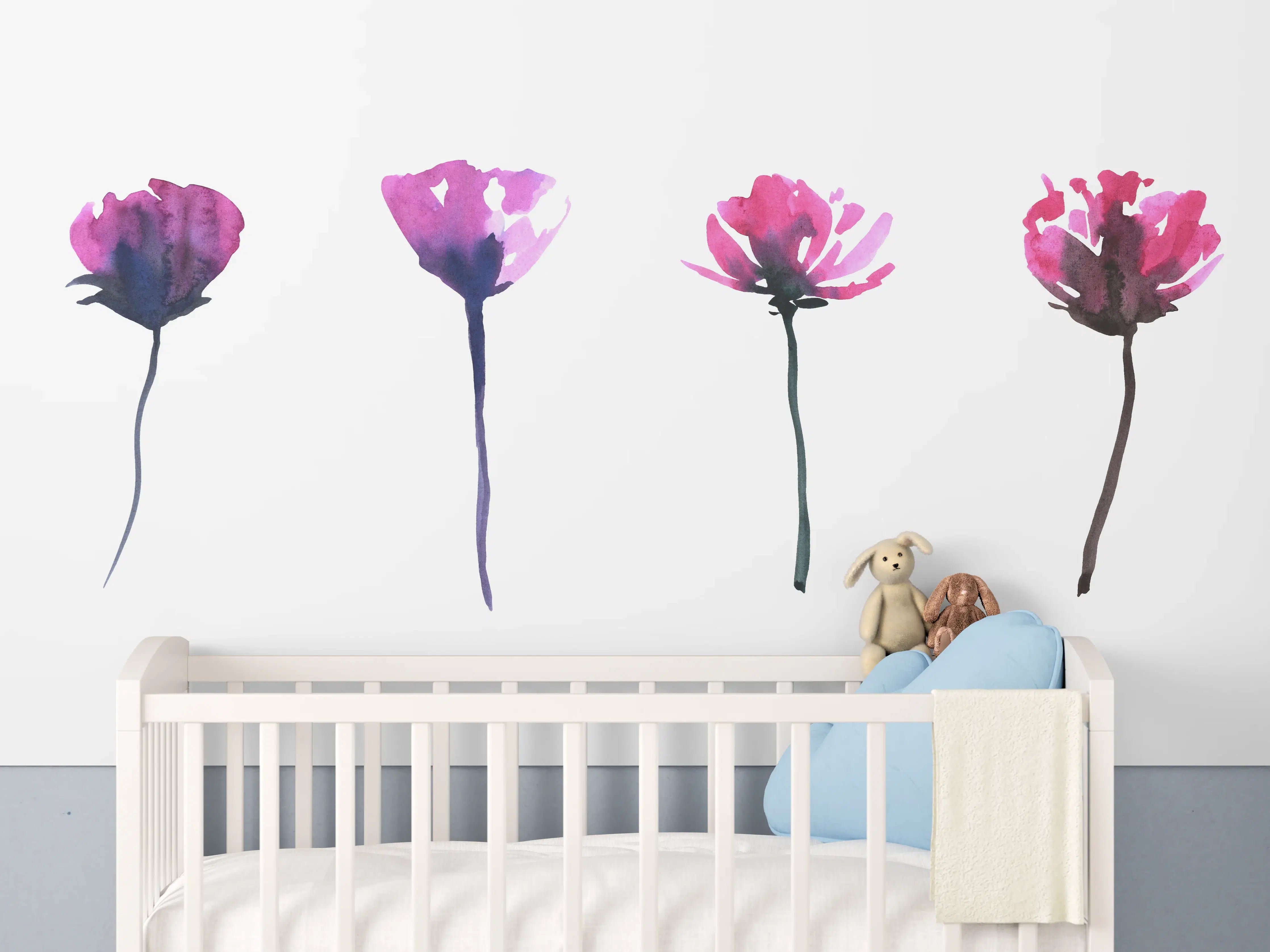 Babyzimmer Wandgestaltung - Abstraktes modernes Blumenset
