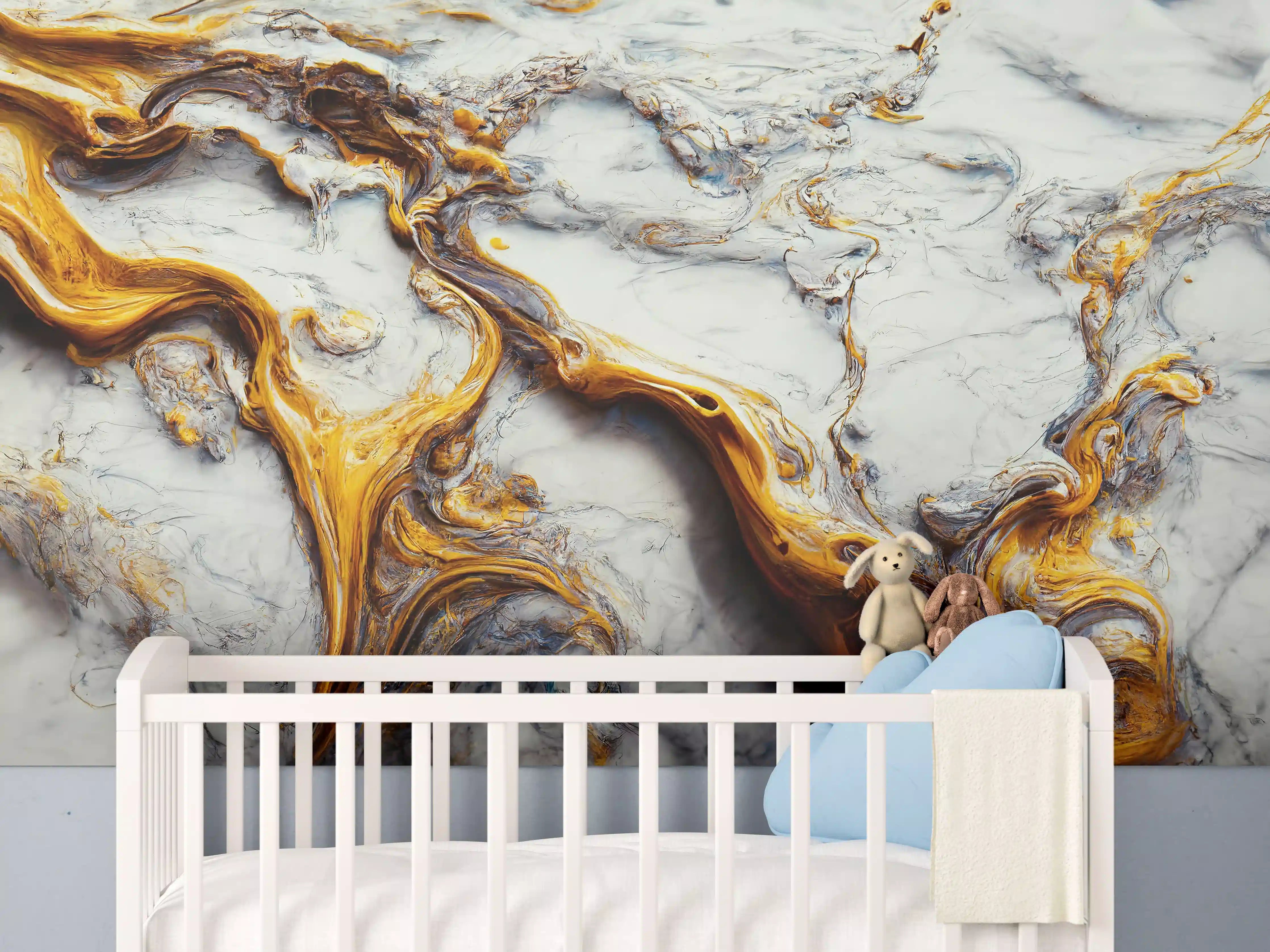 Babyzimmer Wandgestaltung - Acrylfarben Flüssigkunst - Marmor