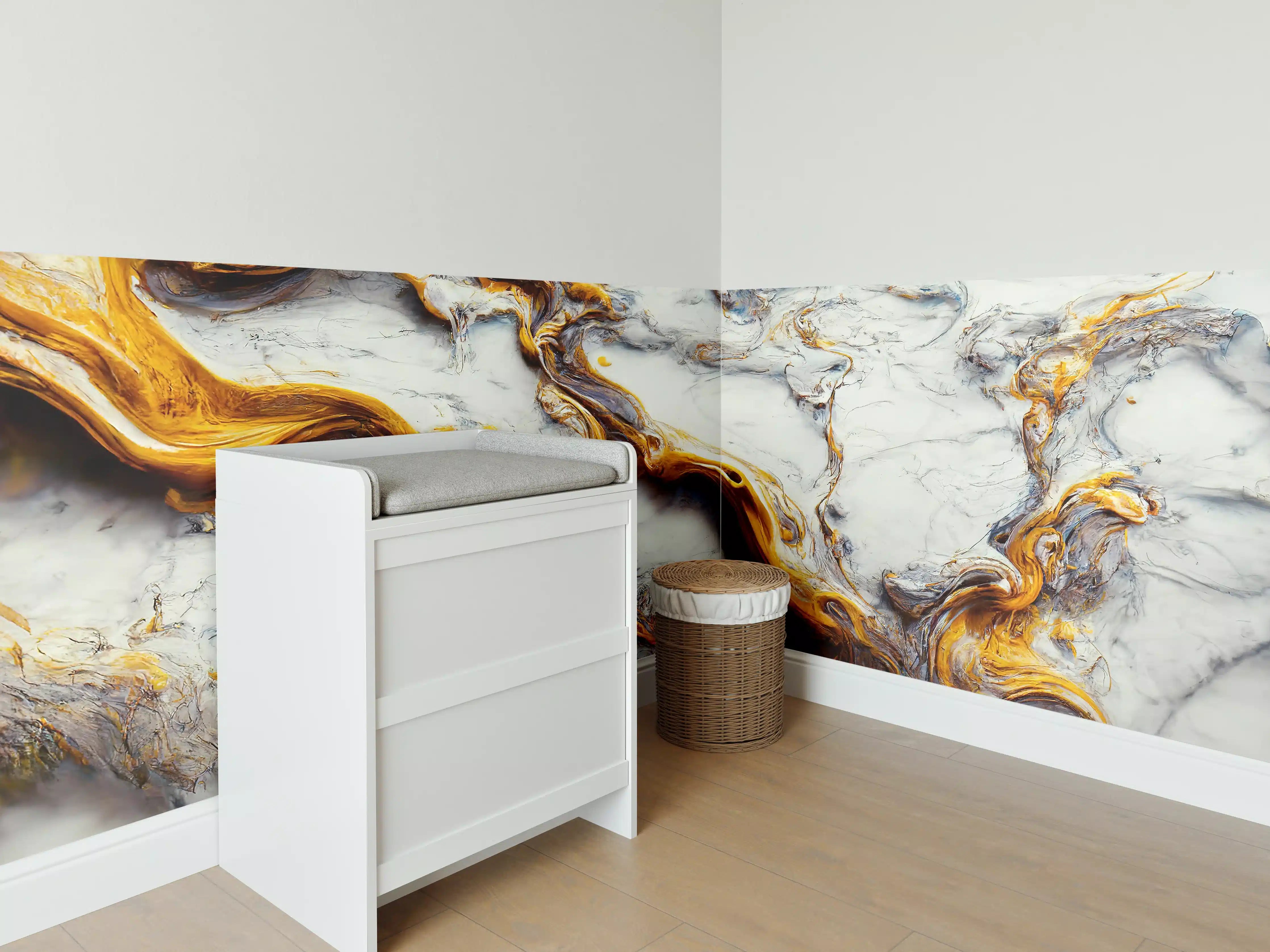 Babyzimmer Wandgestaltung - Acrylfarben Flüssigkunst - Marmor