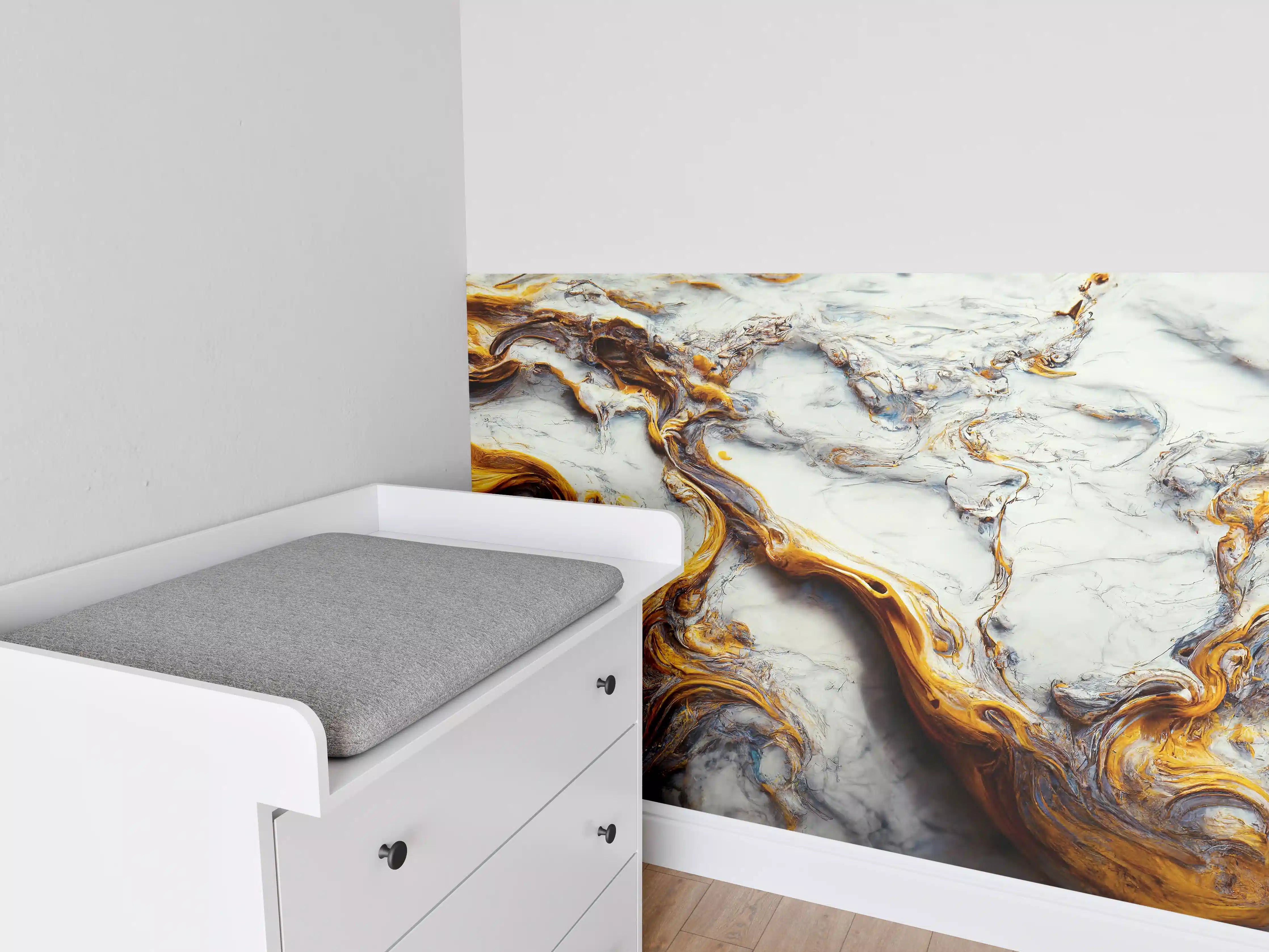Babyzimmer Wandgestaltung - Acrylfarben Flüssigkunst - Marmor