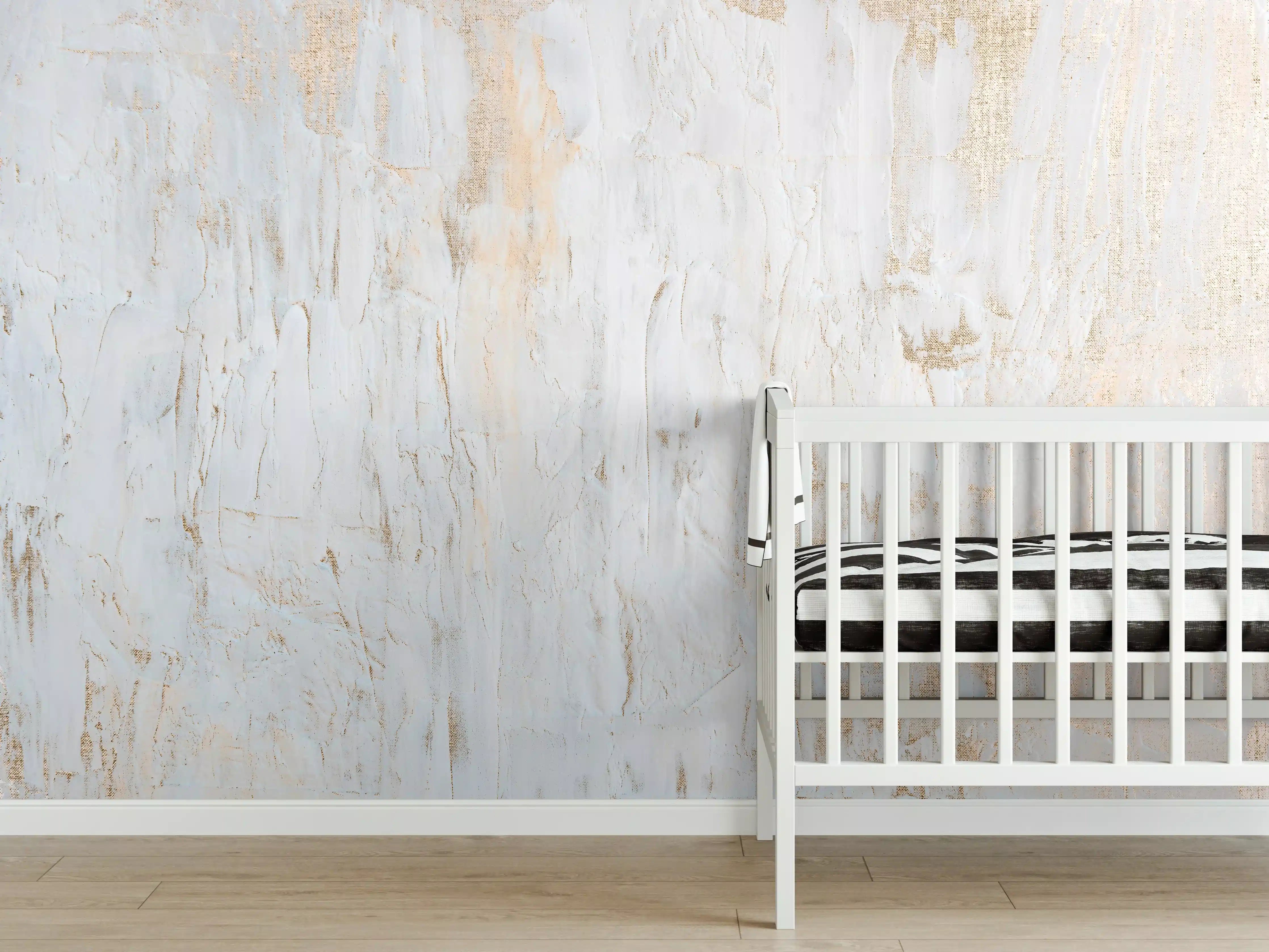 Babyzimmer Wandgestaltung - Acrylfarben Kunst - weißer Ton