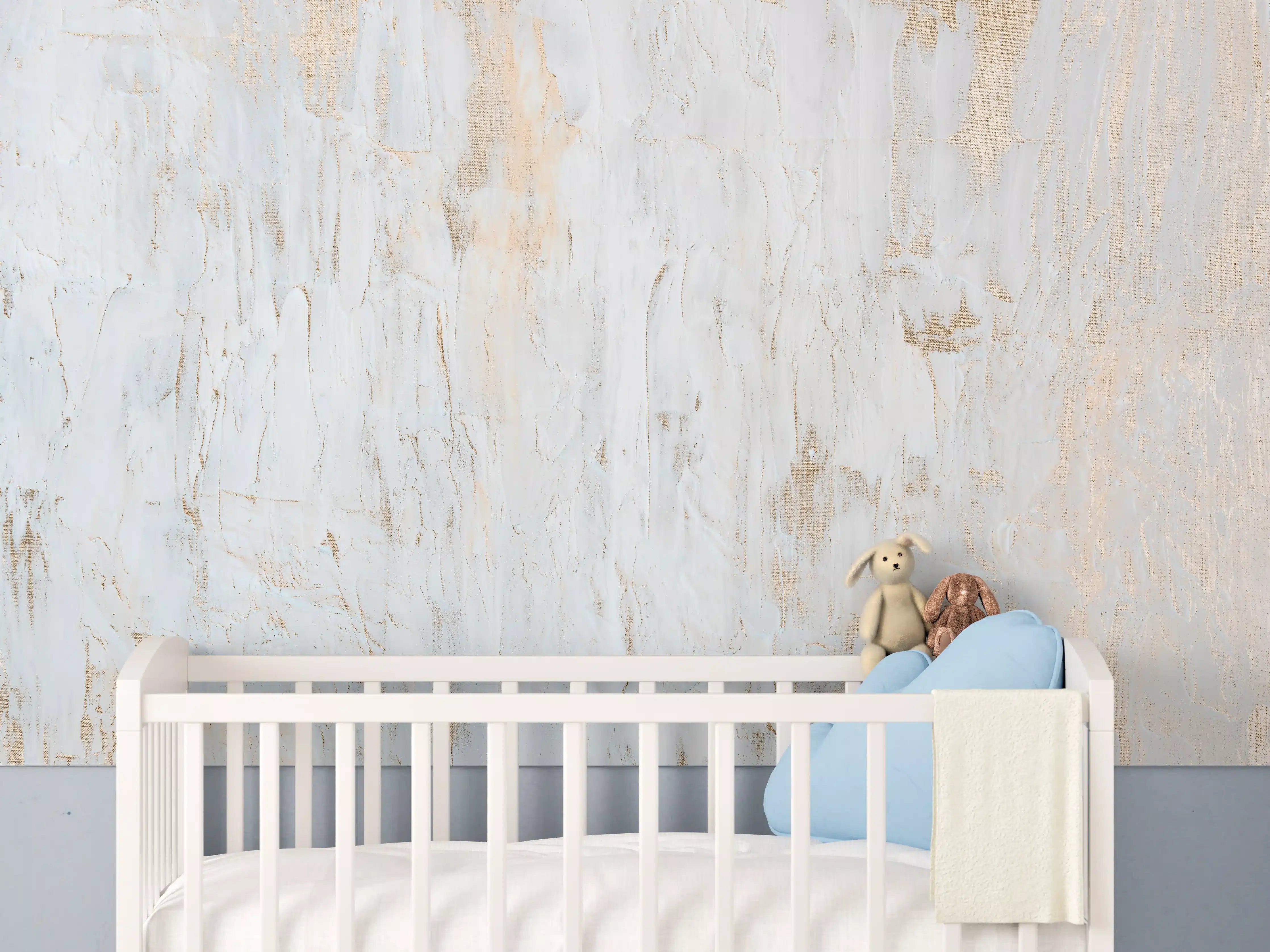 Babyzimmer Wandgestaltung - Acrylfarben Kunst - weißer Ton