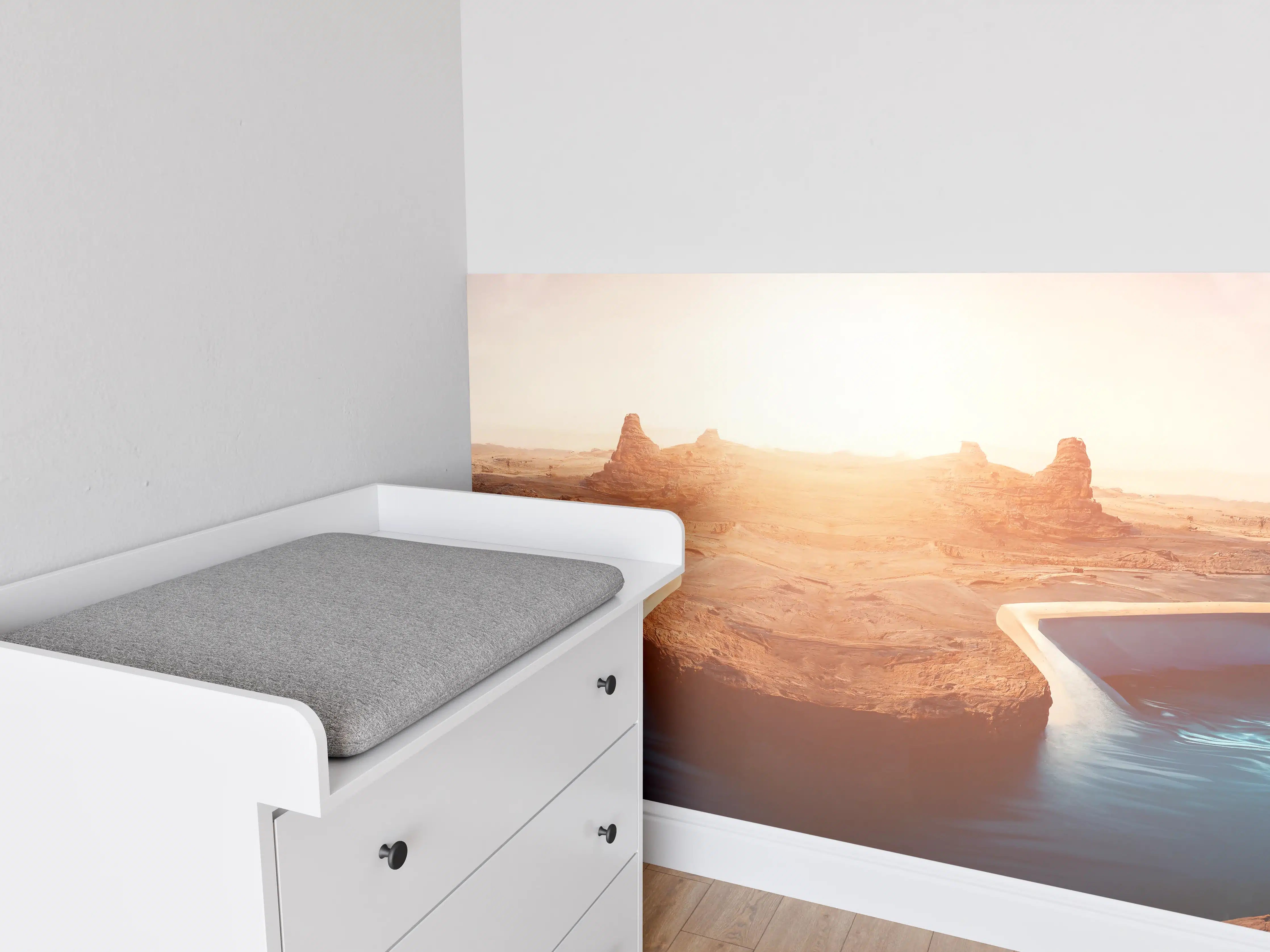 Babyzimmer Wandgestaltung - Afrikanische Wüste - Abendlich