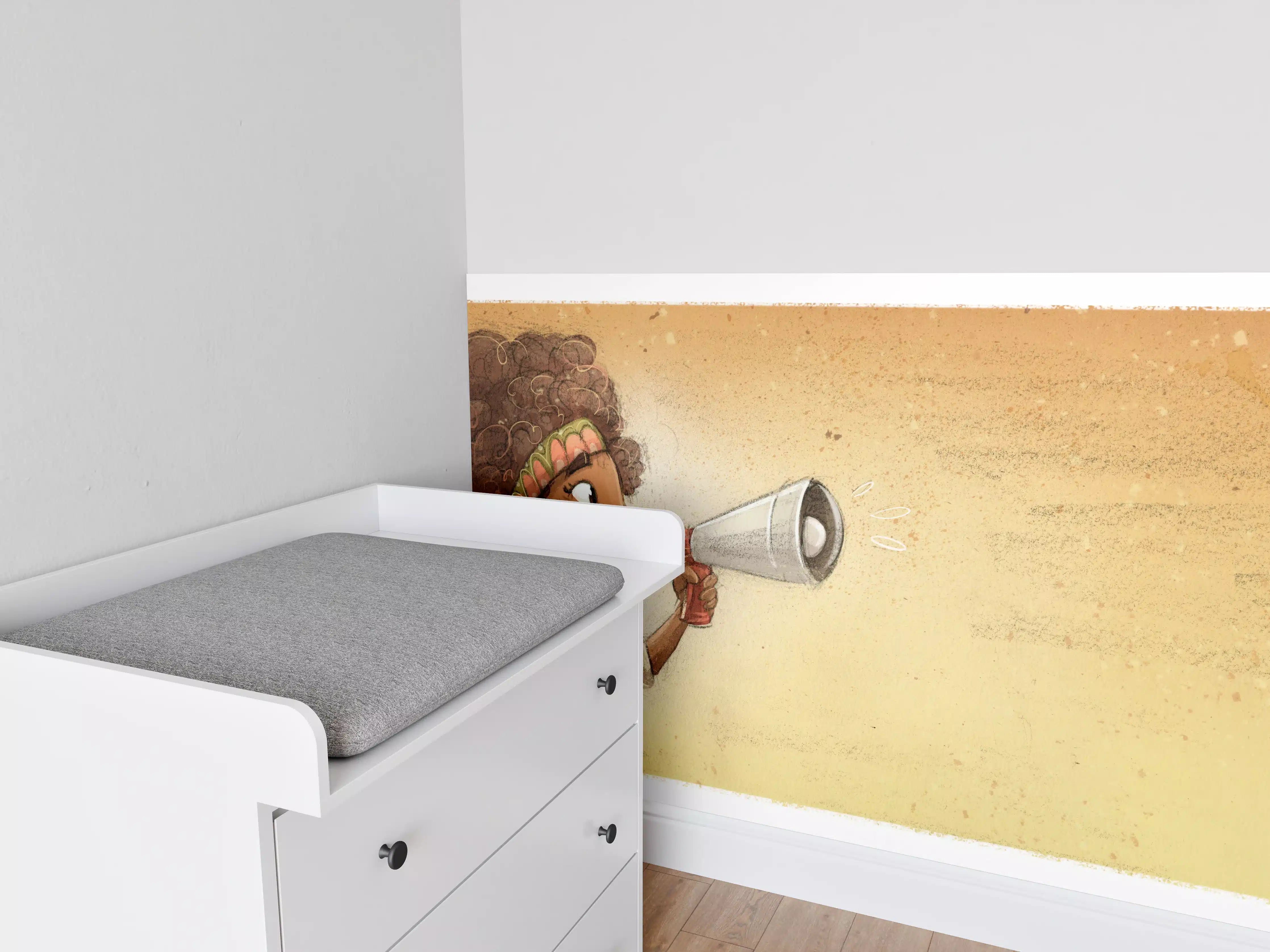 Babyzimmer Wandgestaltung - Afroamerikanisches Mädchen mit einem Megaphon