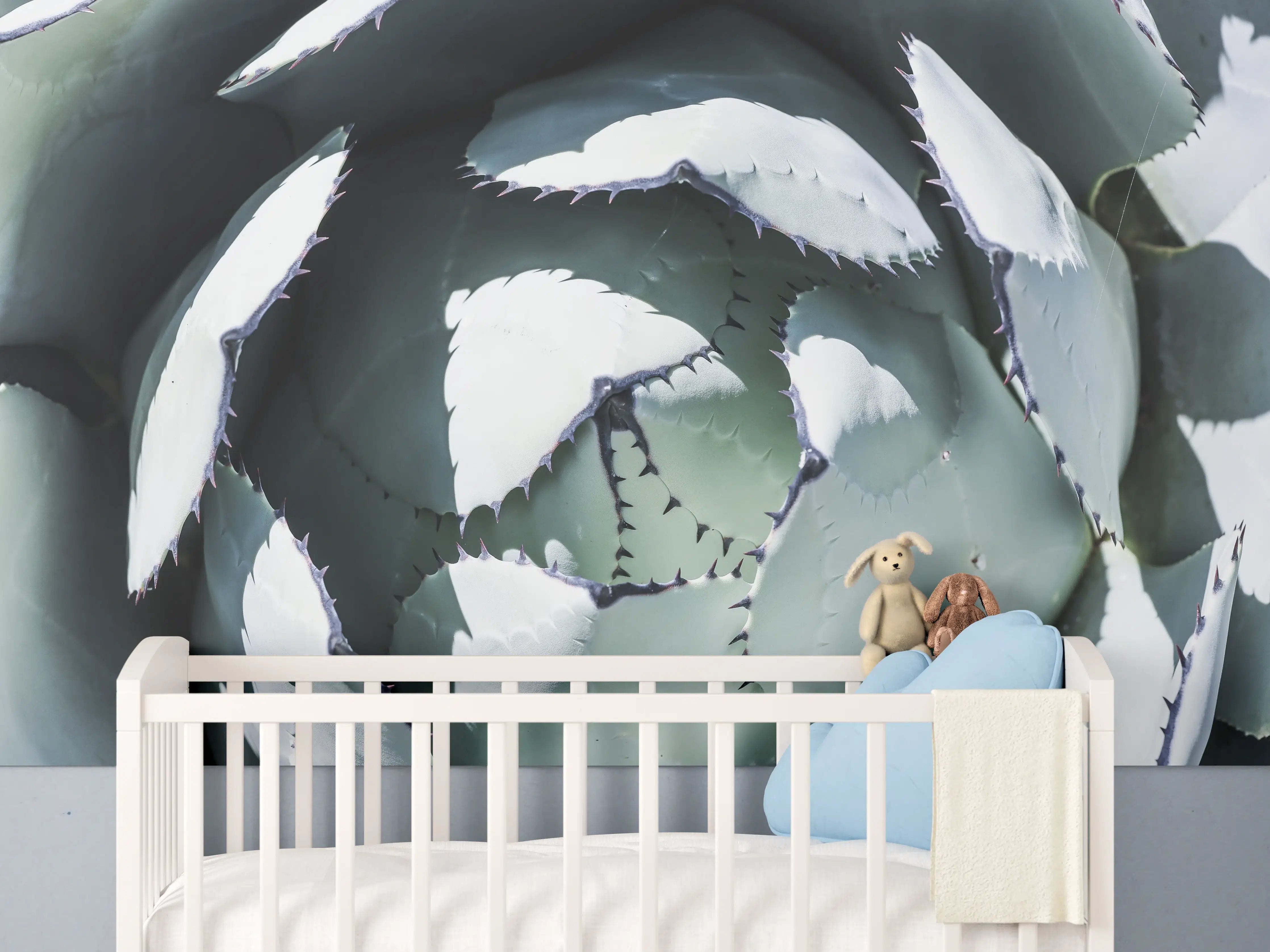 Babyzimmer Wandgestaltung - Agave-Blatt Muster