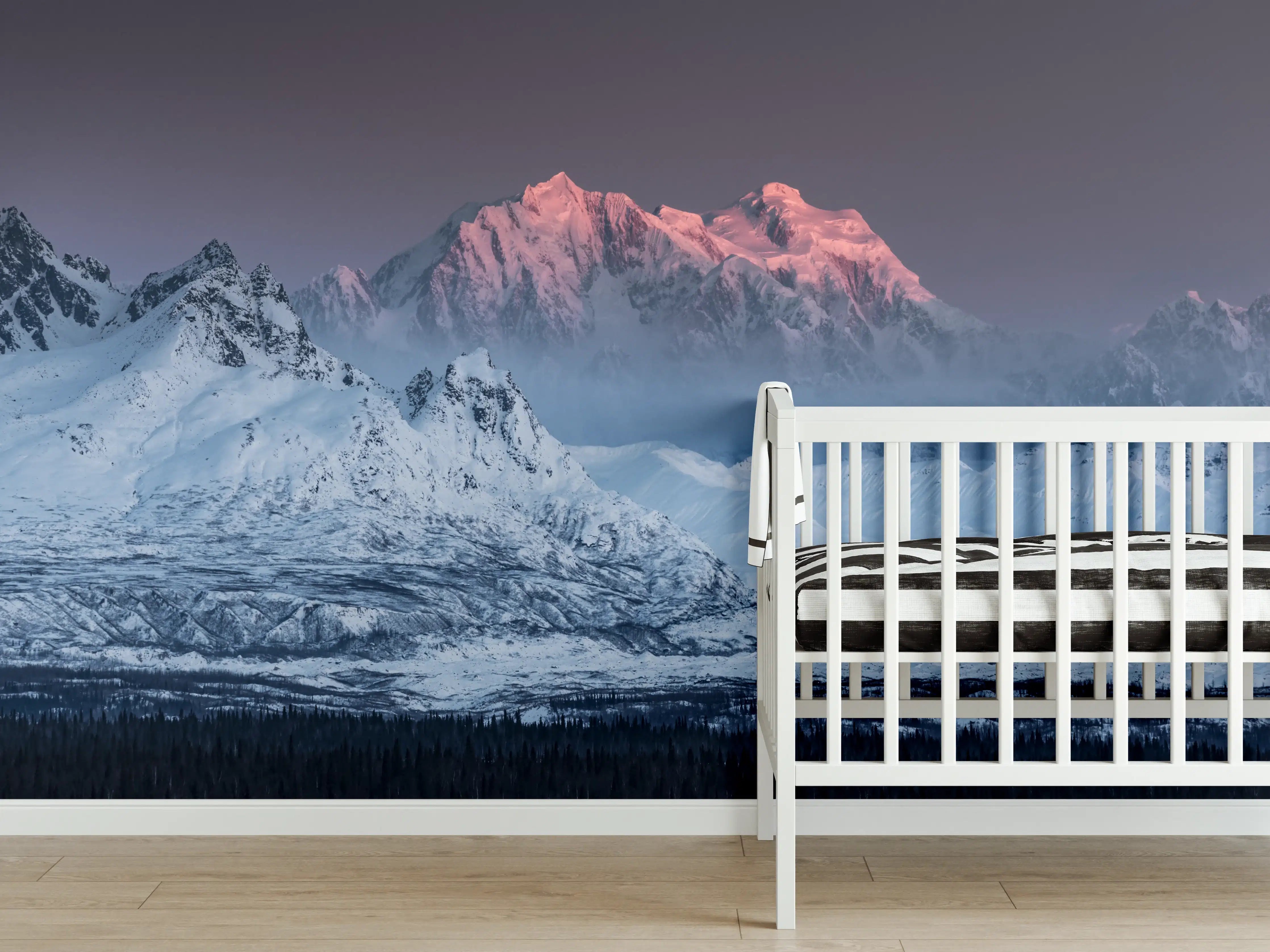 Babyzimmer Wandgestaltung - Alaska Winterberge Panorama