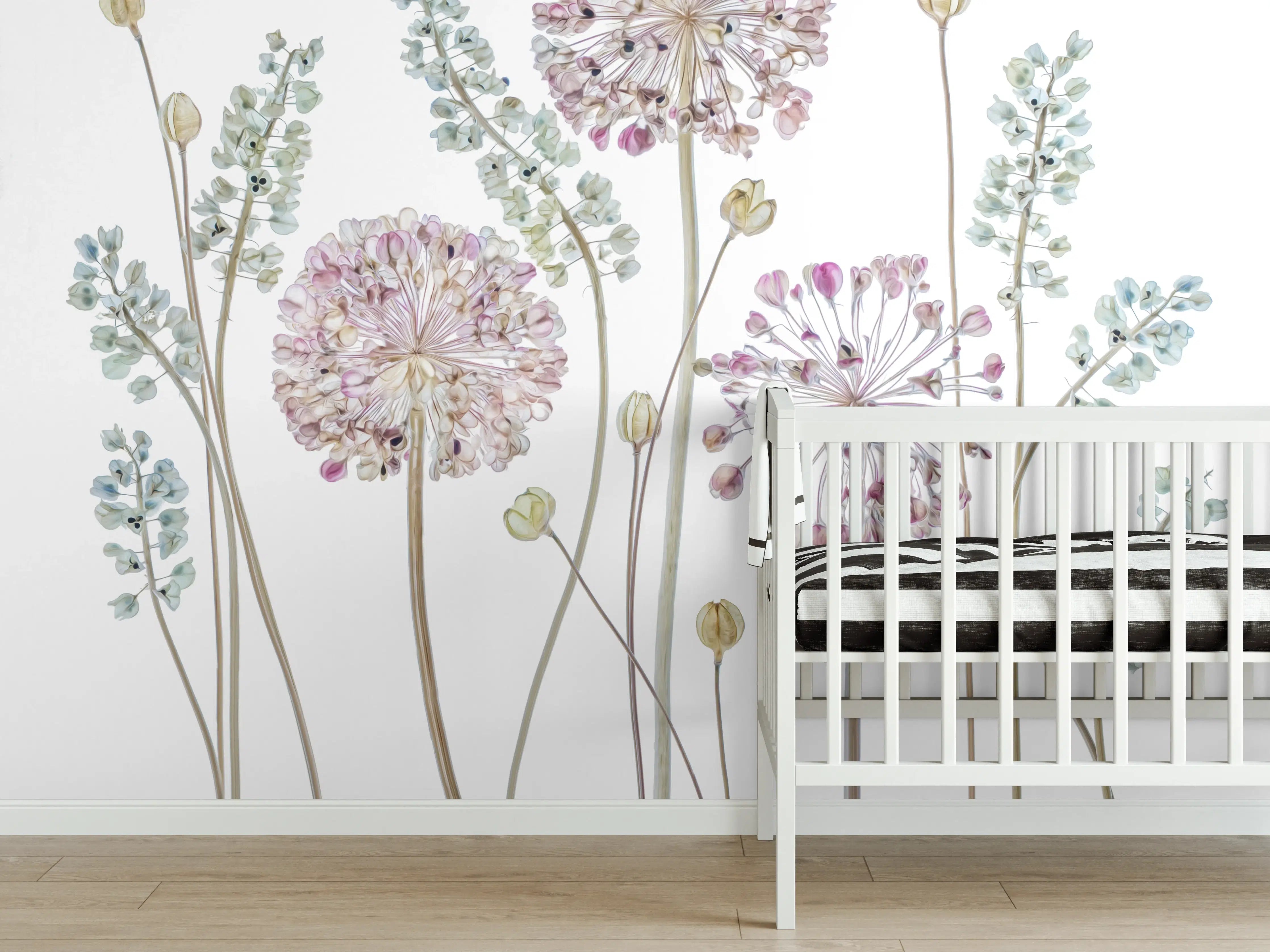 Babyzimmer Wandgestaltung - Allium Pflanzen - Floral