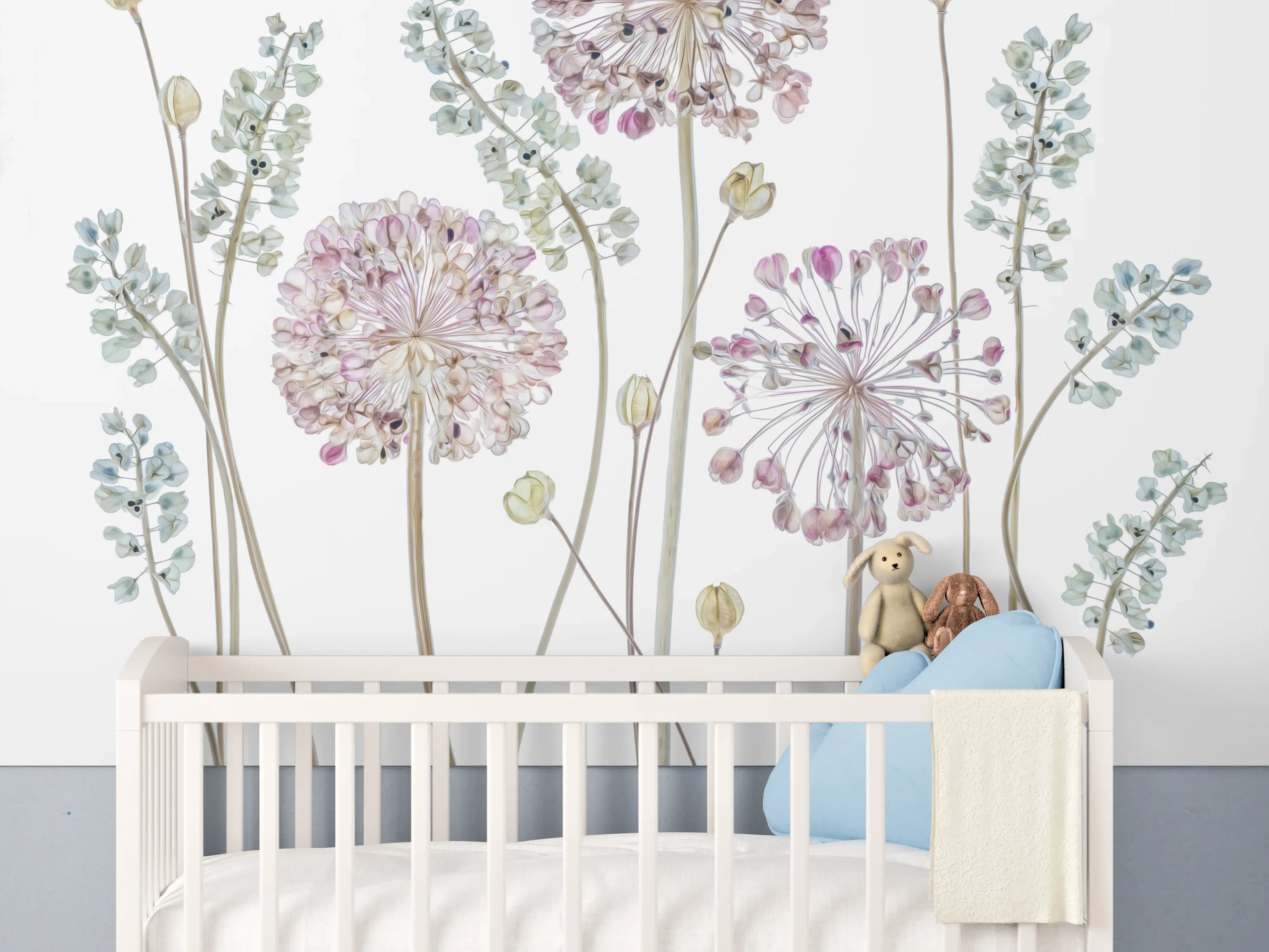 Babyzimmer Wandgestaltung - Allium Pflanzen - Floral