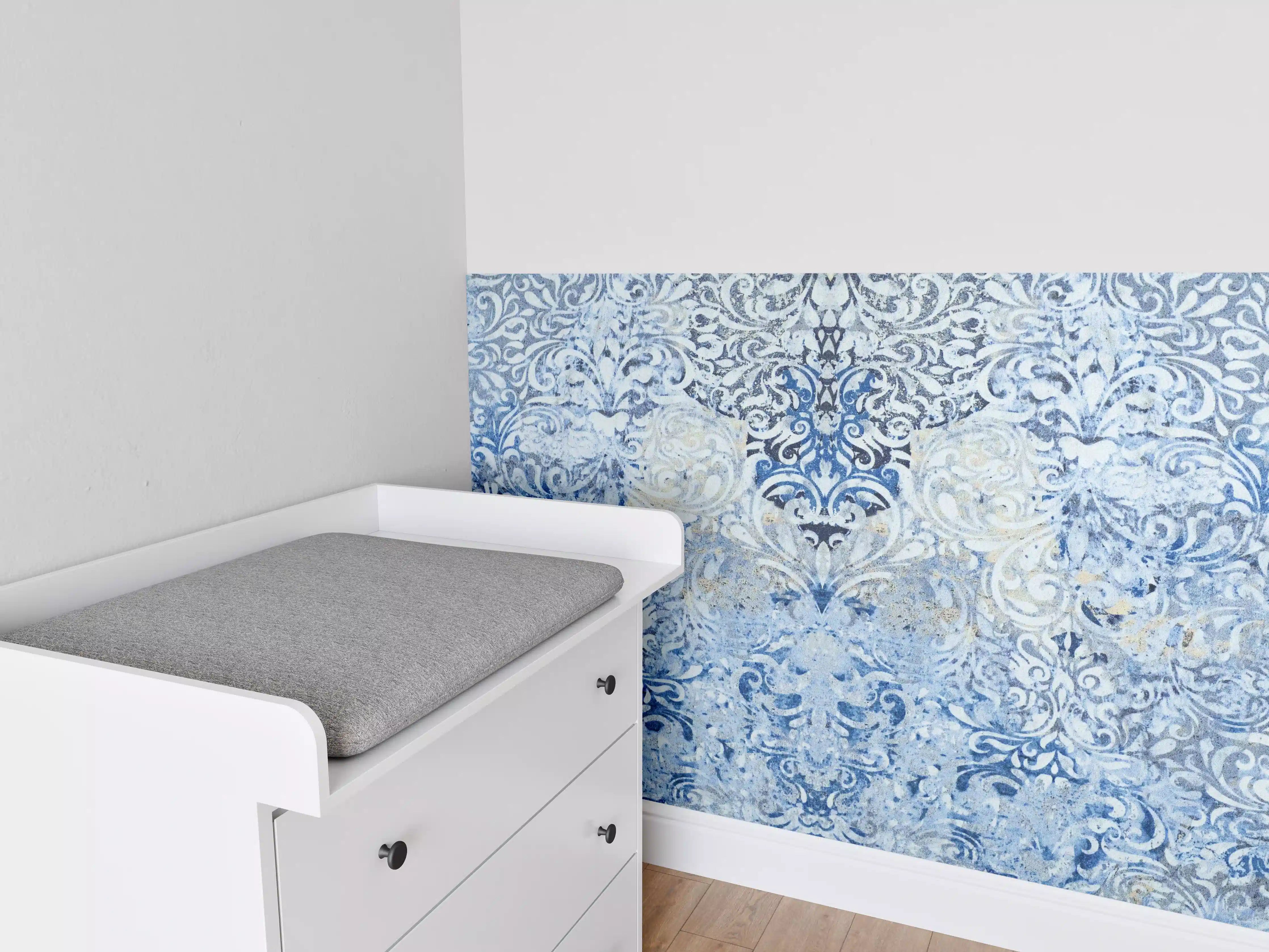 Babyzimmer Wandgestaltung - Alt blau graues vintage Fliesenmuster