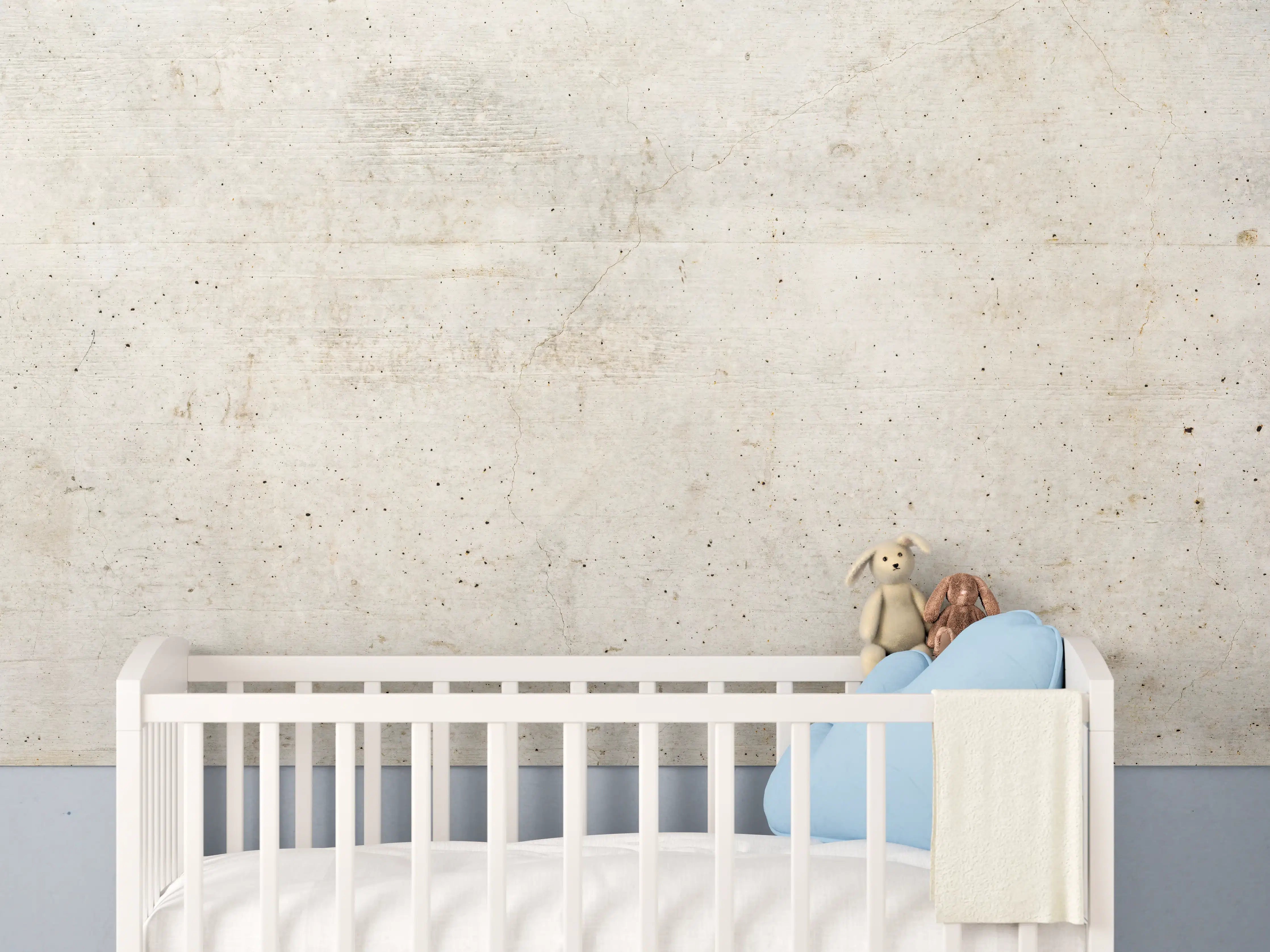 Babyzimmer Wandgestaltung - Alte Betonwandtextur mit Holzmaserung