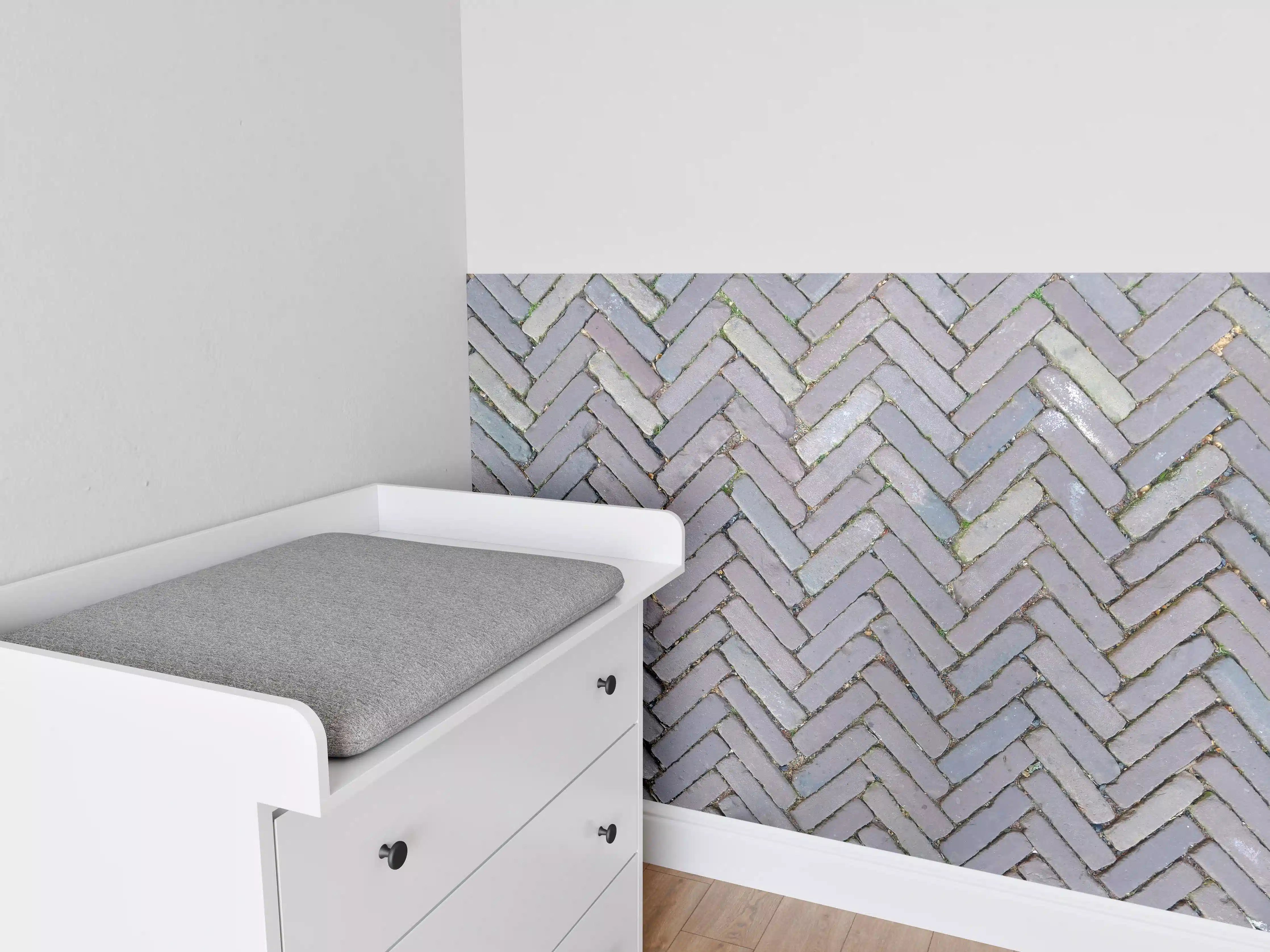 Babyzimmer Wandgestaltung - Alte Pflastersteine in Grautönen