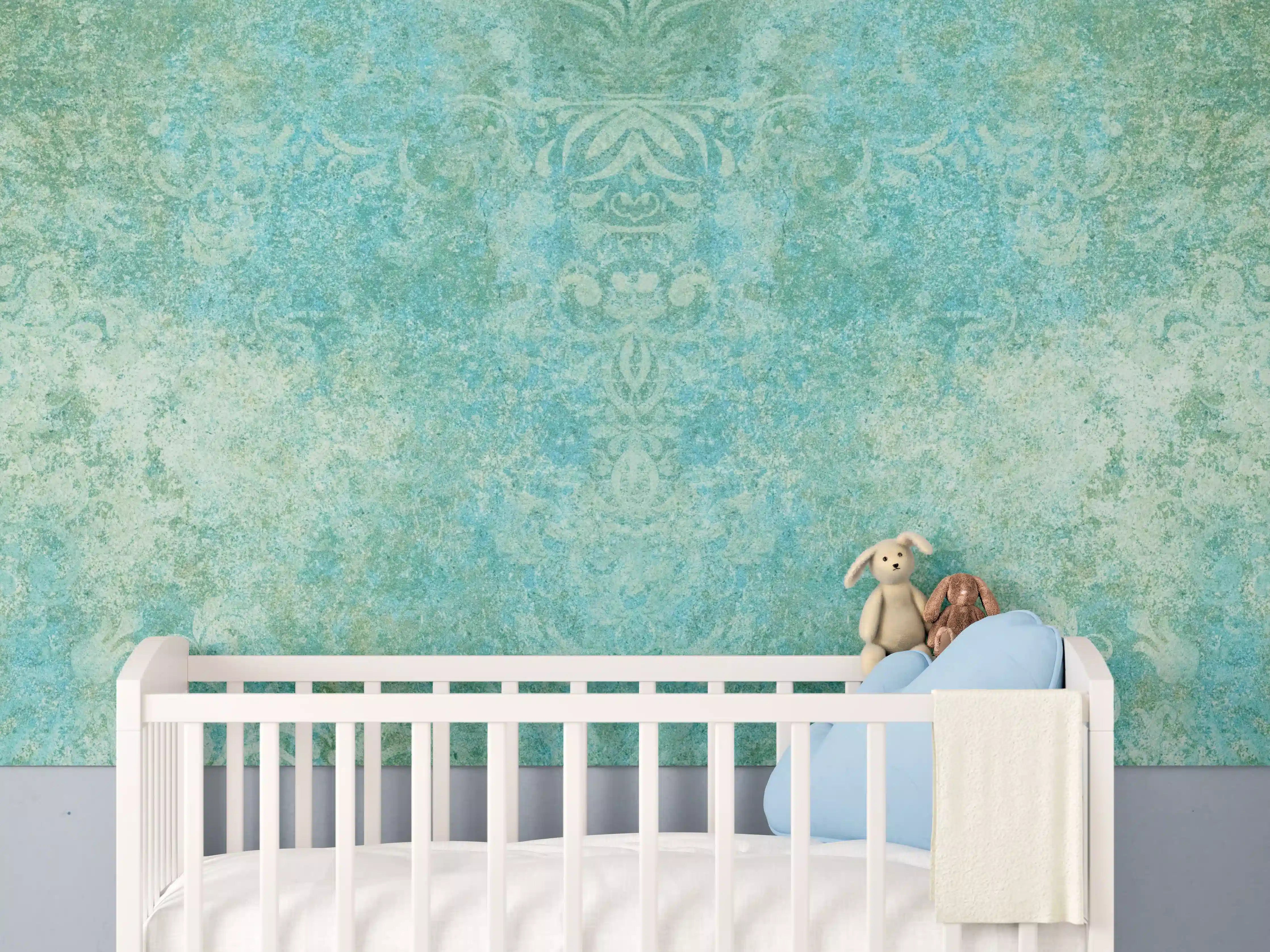 Babyzimmer Wandgestaltung - Alte blaugrüne Vintage-Fliesen