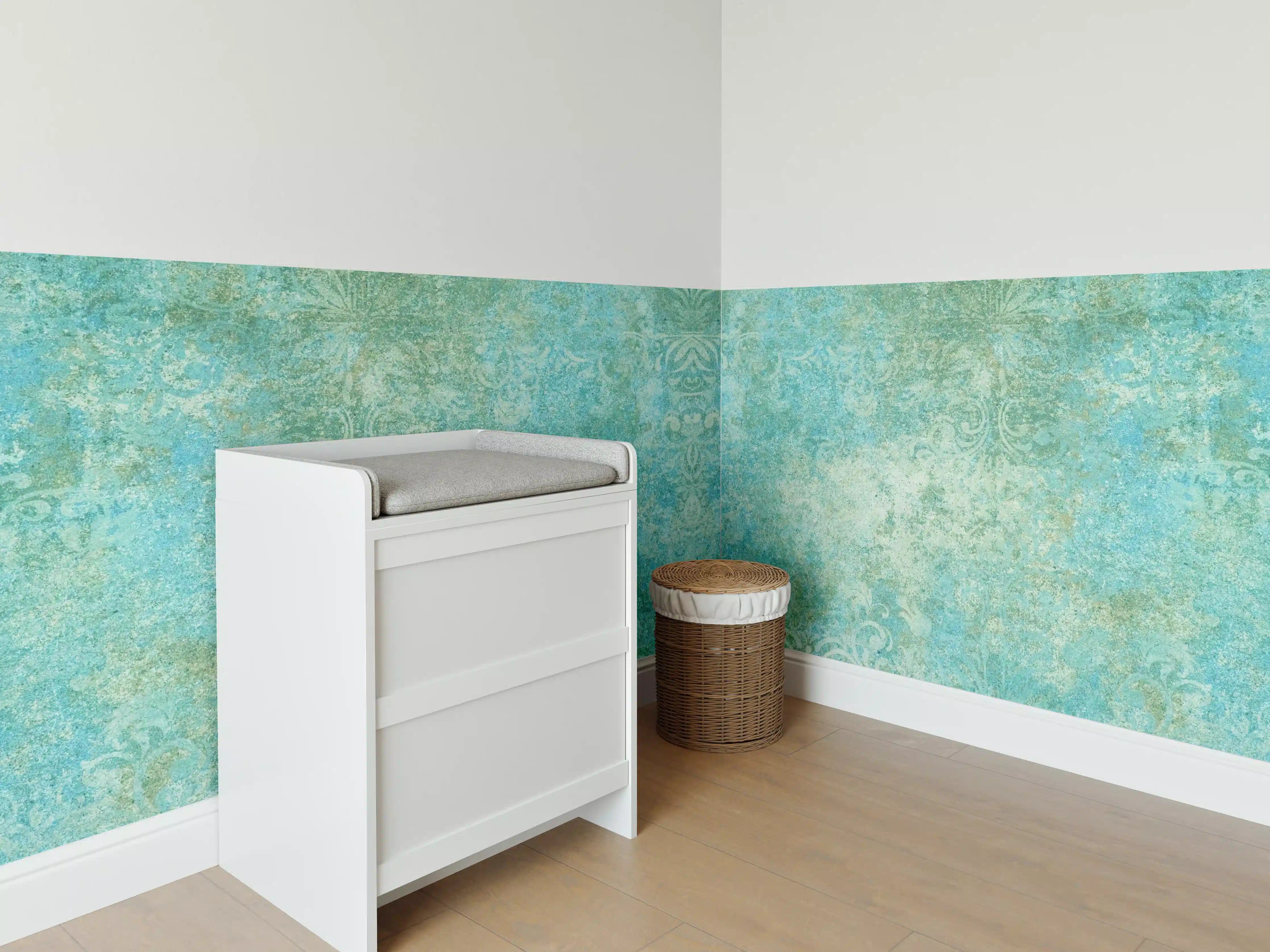 Babyzimmer Wandgestaltung - Alte blaugrüne Vintage-Fliesen