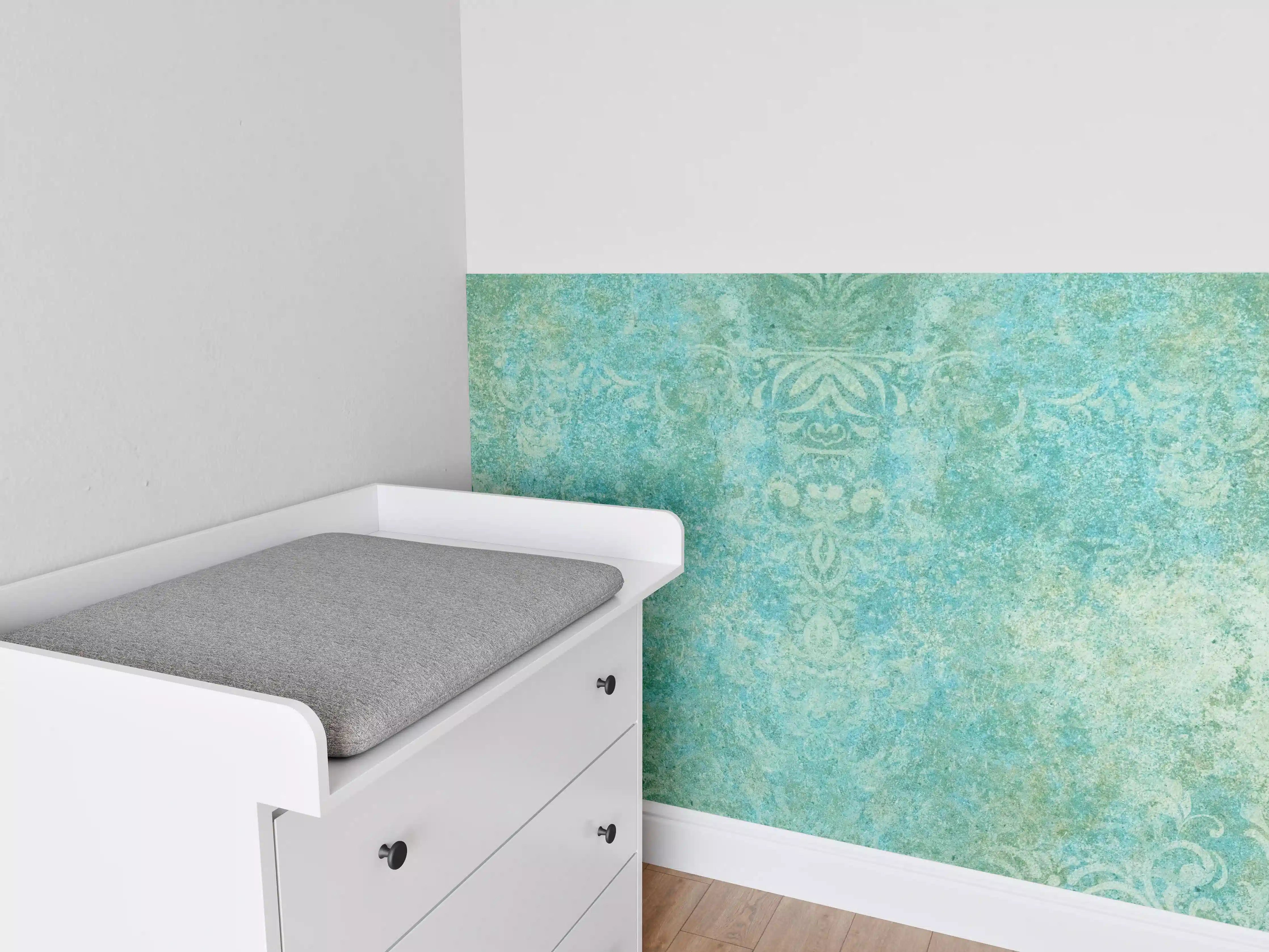 Babyzimmer Wandgestaltung - Alte blaugrüne Vintage-Fliesen