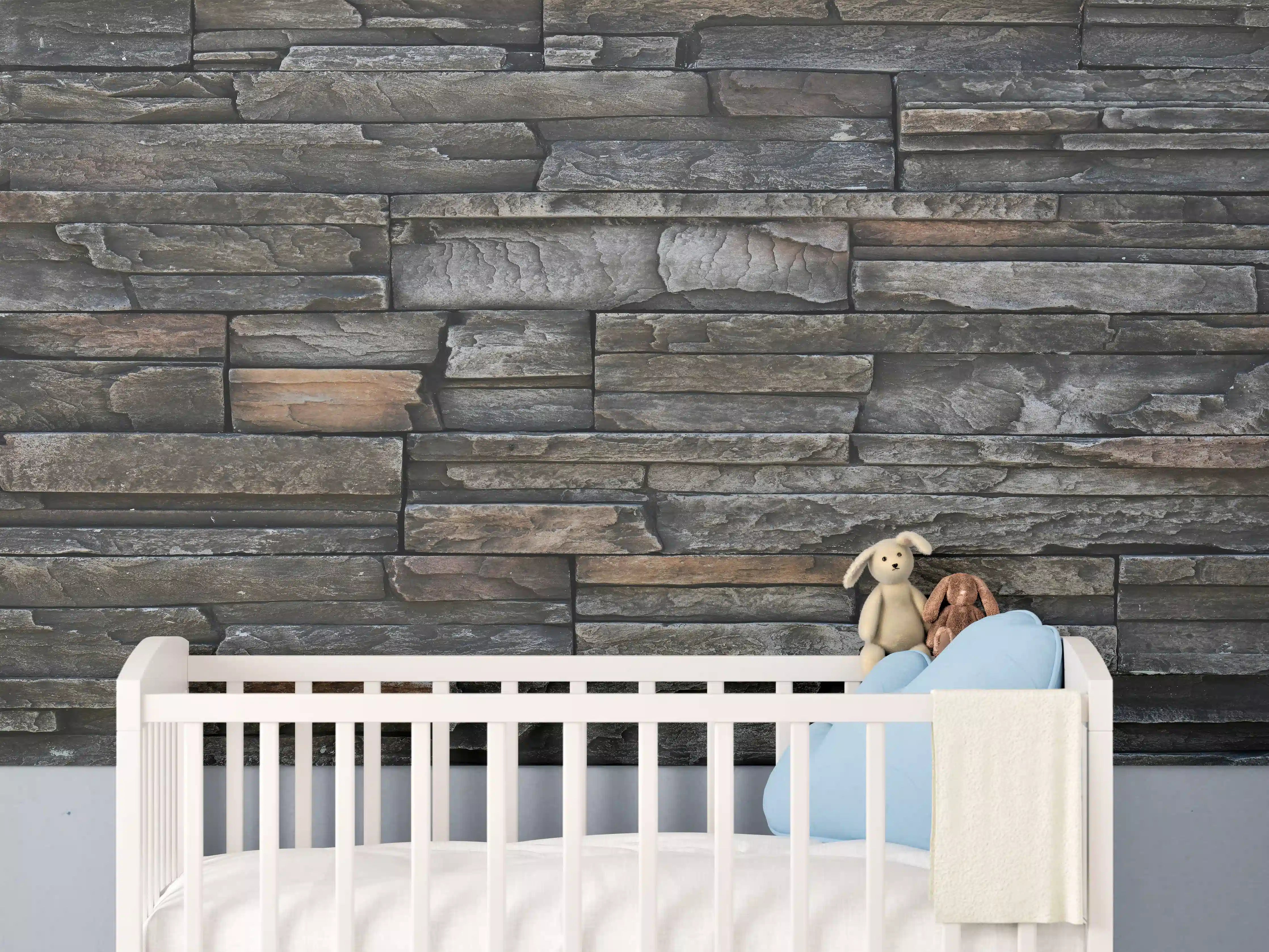 Babyzimmer Wandgestaltung - Alte dunkle Steinwand Textur