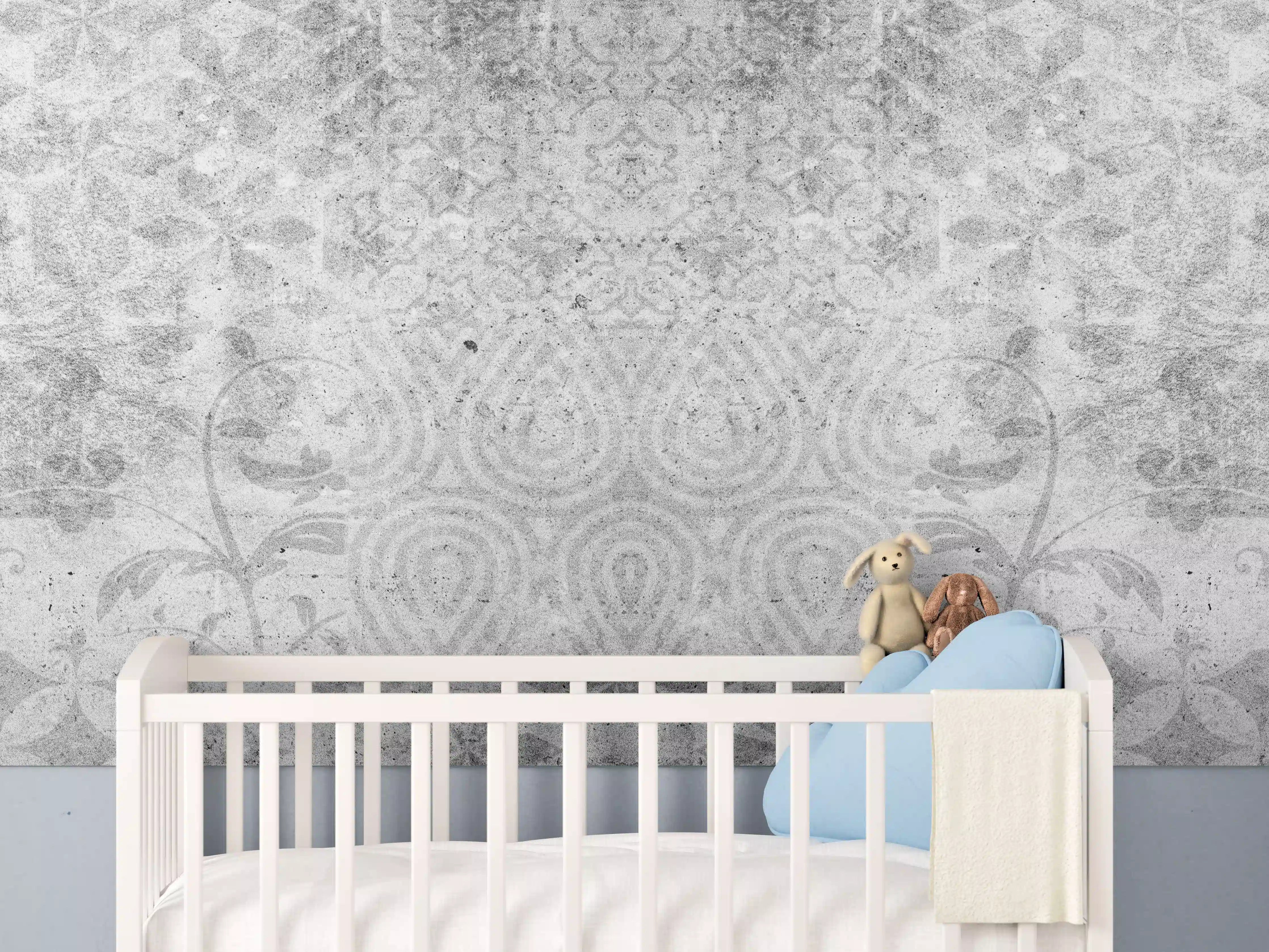 Babyzimmer Wandgestaltung - Alte graue Vintage Fliesen