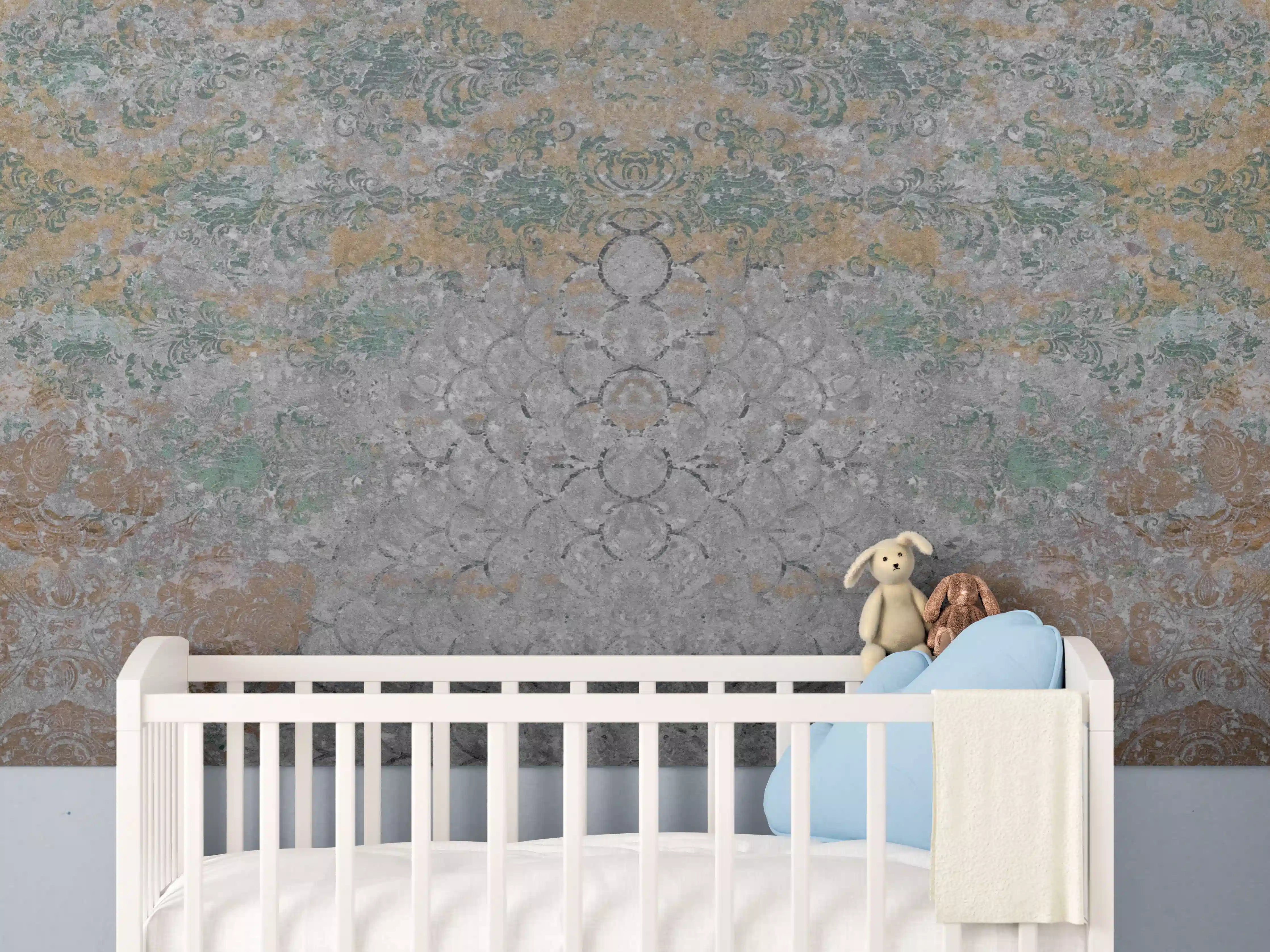 Babyzimmer Wandgestaltung - Alte shabby Patchwork Motiv
