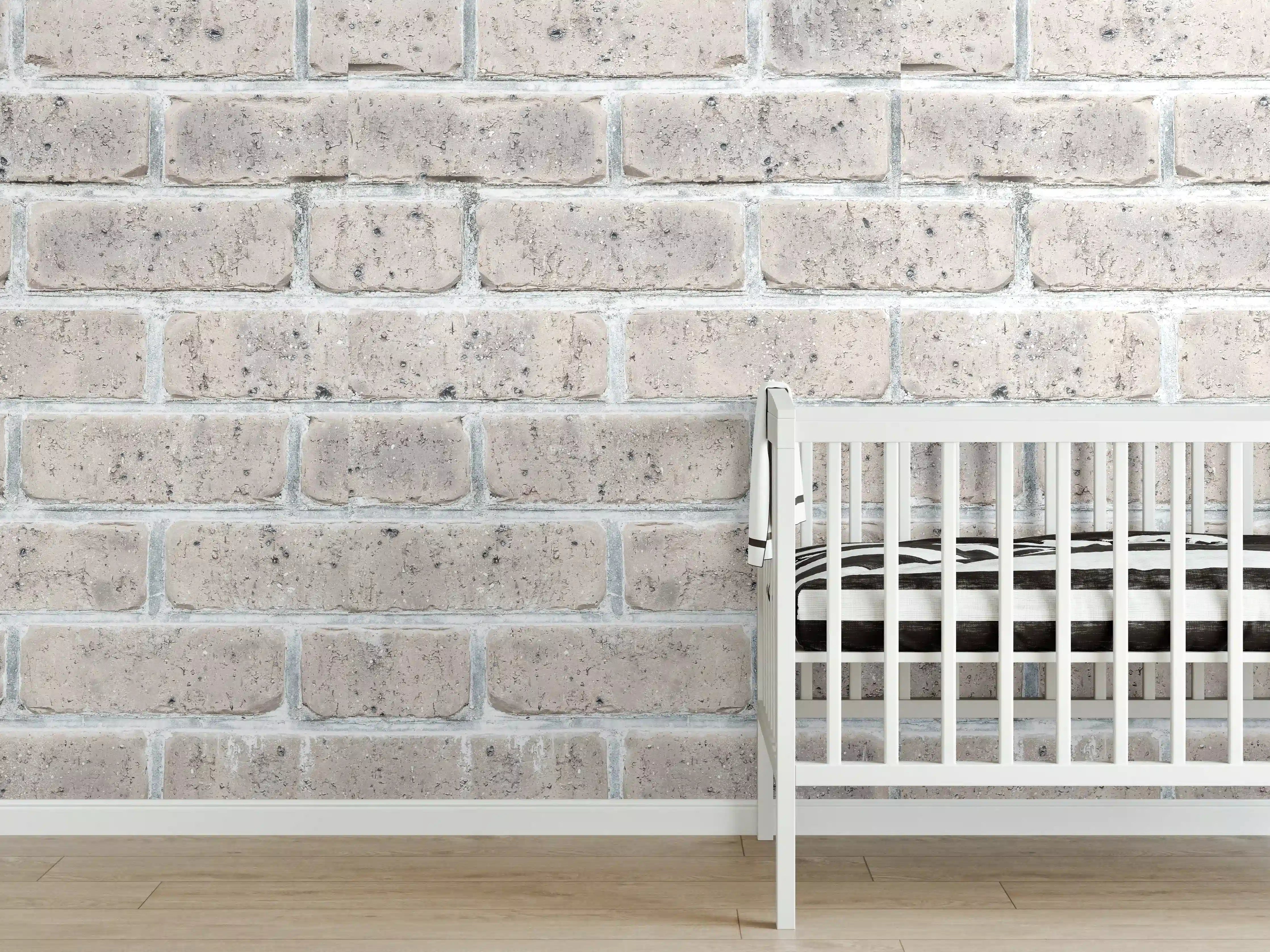 Babyzimmer Wandgestaltung - Alte weiße Vintage Backsteinmauer