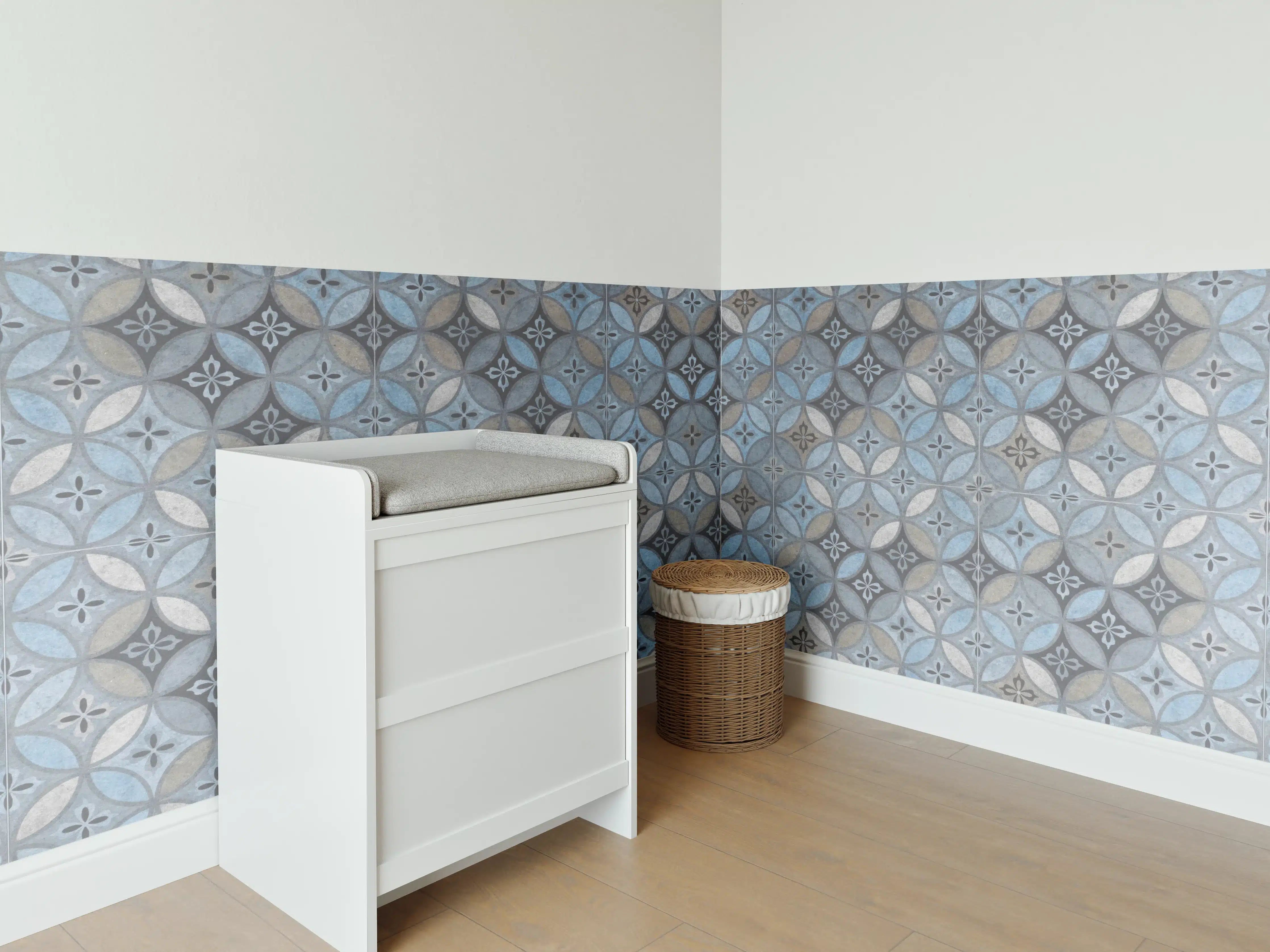 Babyzimmer Wandgestaltung - Altes Buntes Patchwork Mosaik Motiv