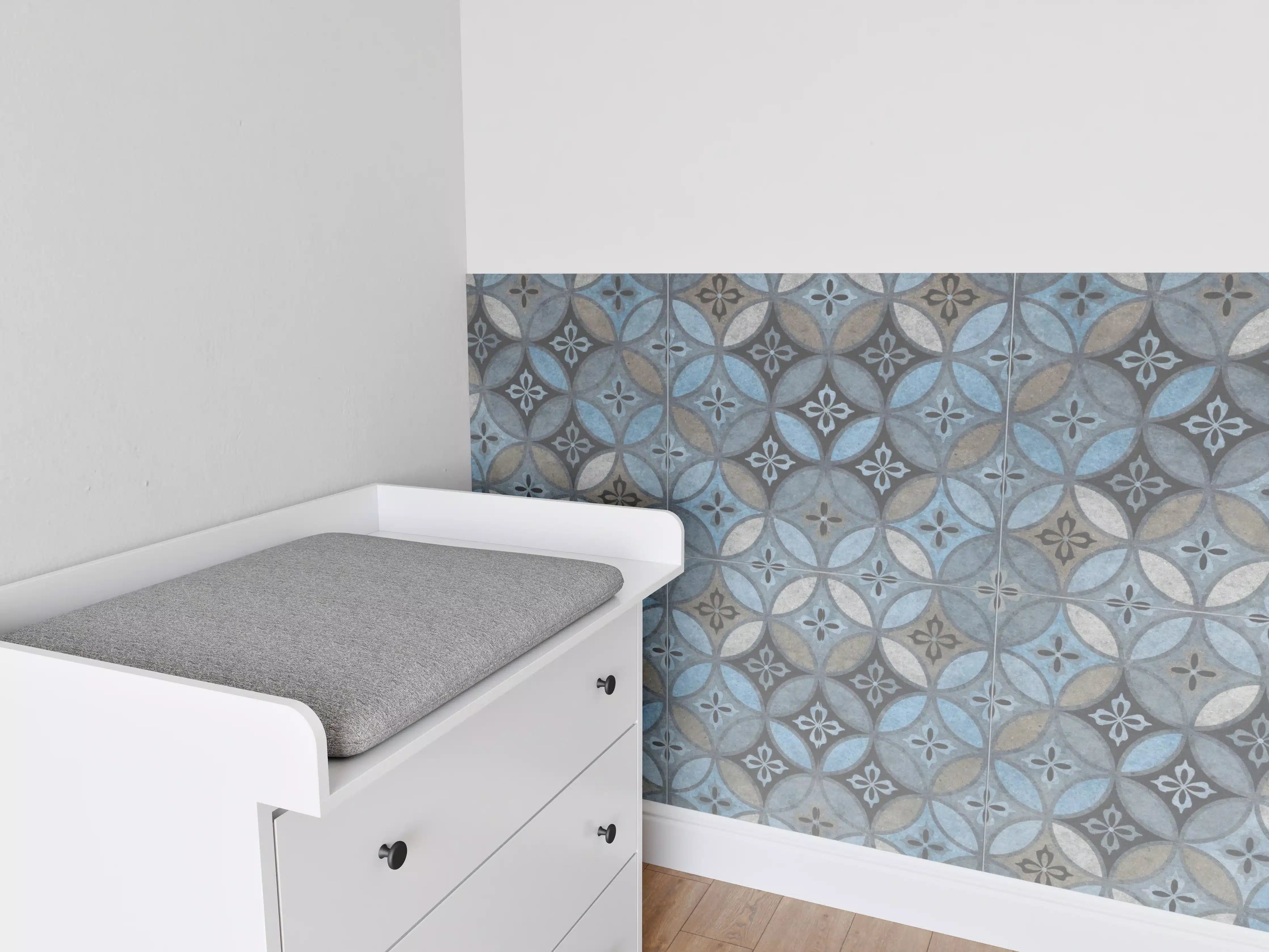 Babyzimmer Wandgestaltung - Altes Buntes Patchwork Mosaik Motiv