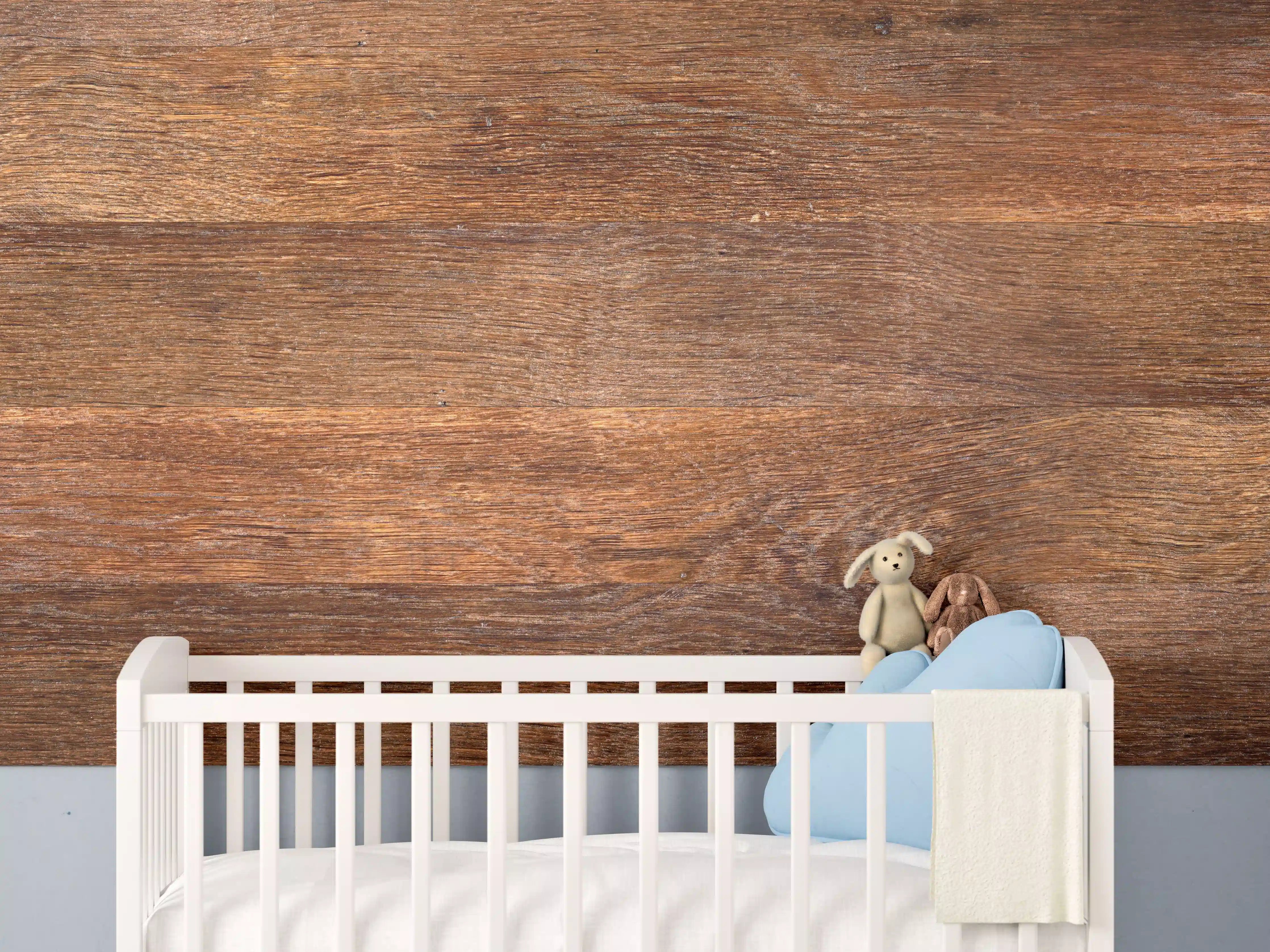 Babyzimmer Wandgestaltung - Altes Eichenholz