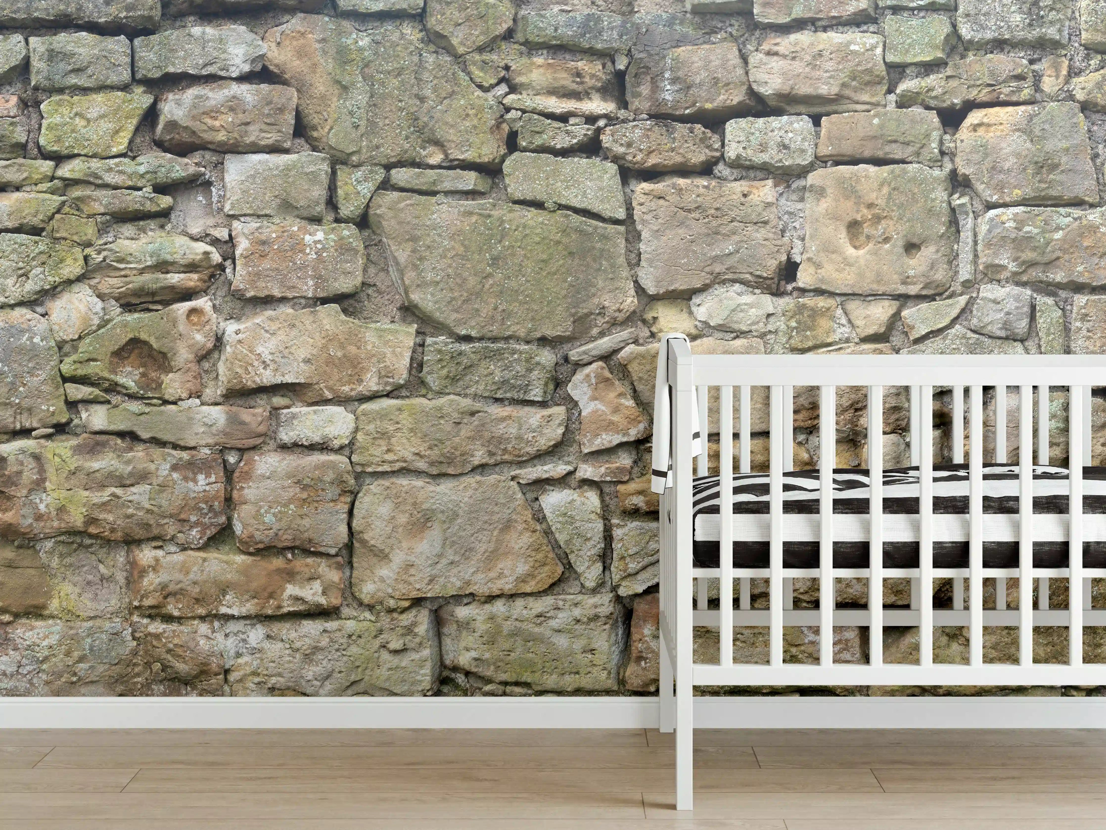 Babyzimmer Wandgestaltung - Altes Mauerwerk