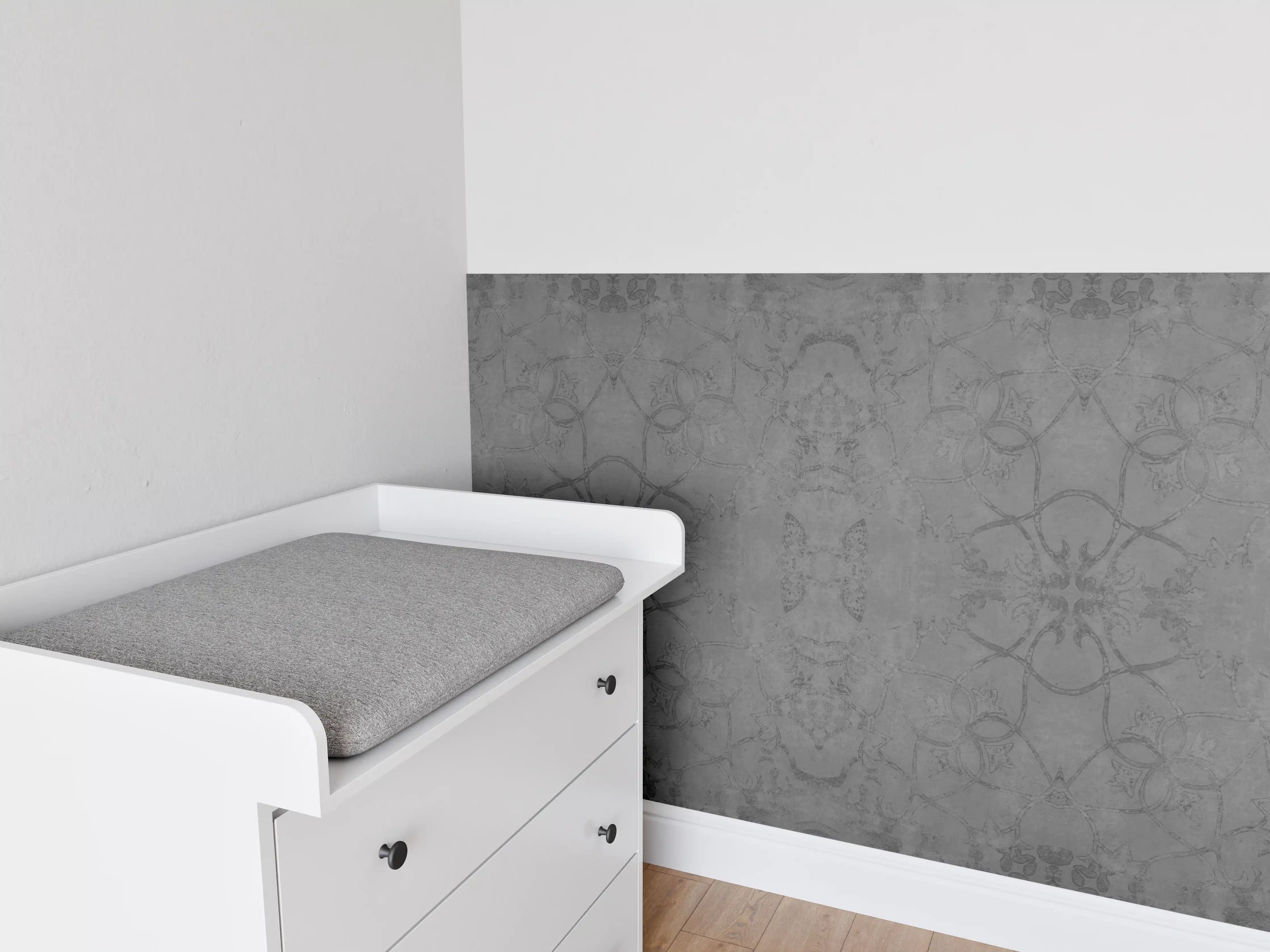 Babyzimmer Wandgestaltung - Altes anthrazitgraues Vintage Muster