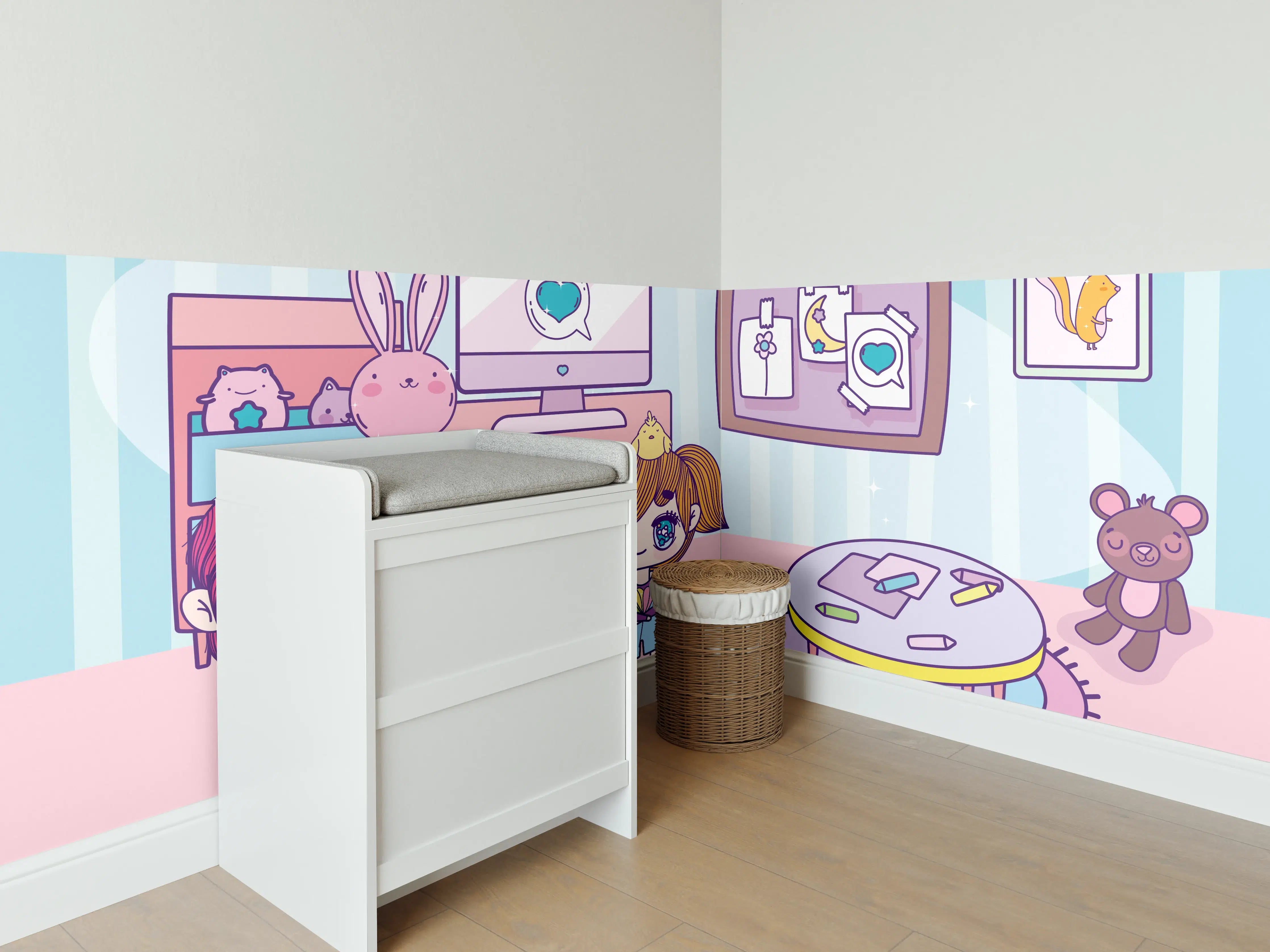Babyzimmer Wandgestaltung - Anime-Kinder Zuhause Illustration