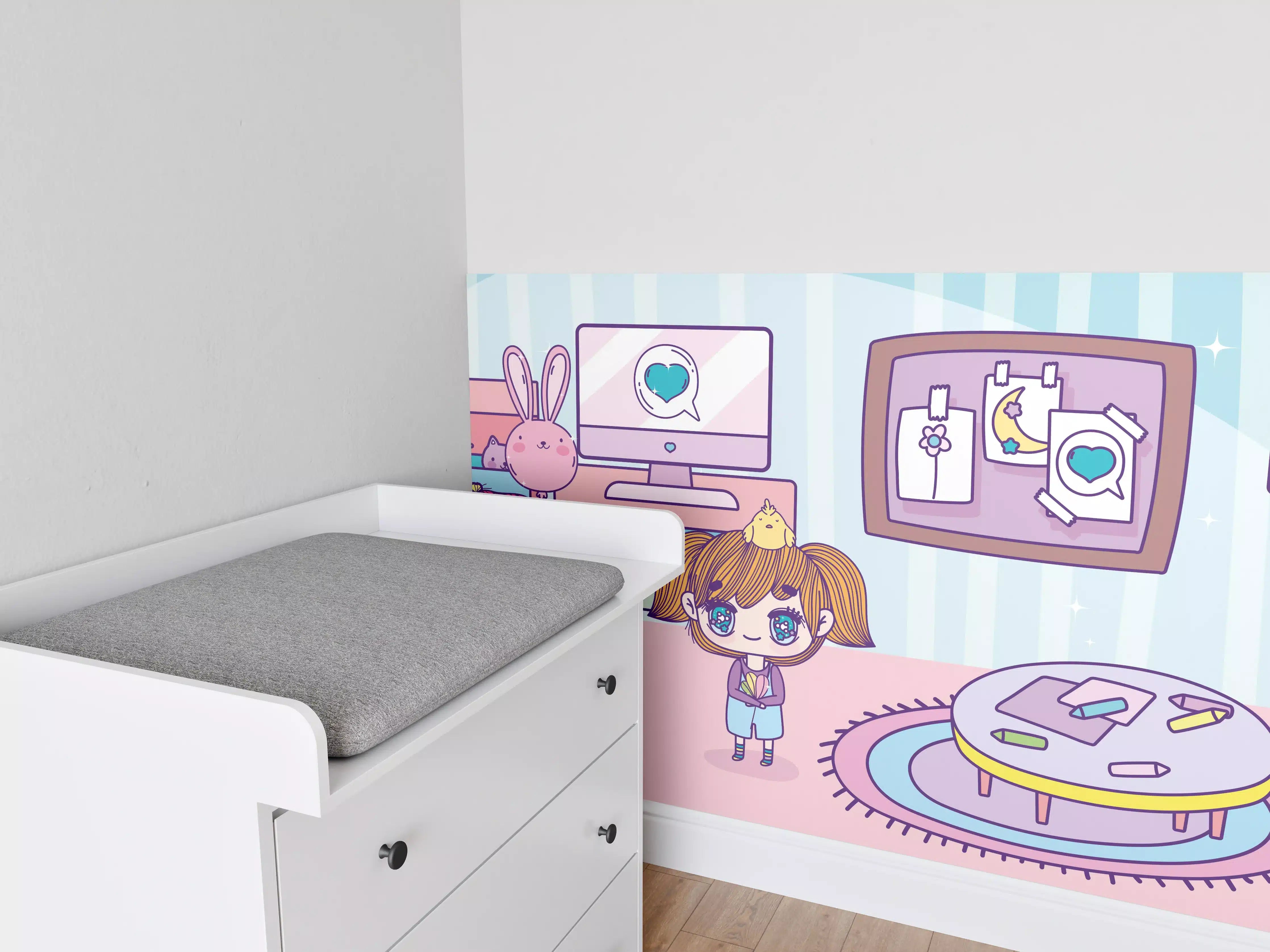 Babyzimmer Wandgestaltung - Anime-Kinder Zuhause Illustration