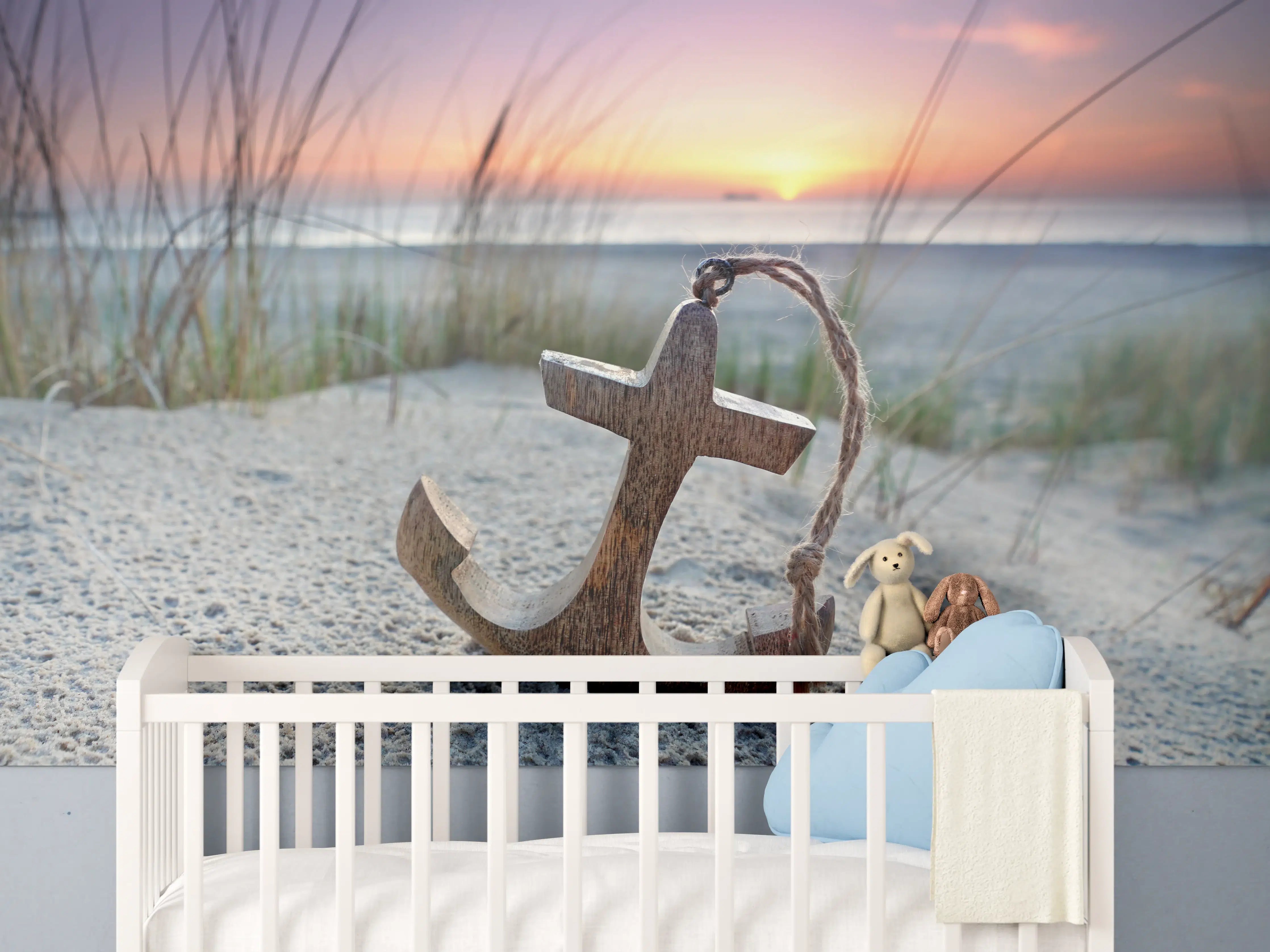 Babyzimmer Wandgestaltung - Anker am Strand