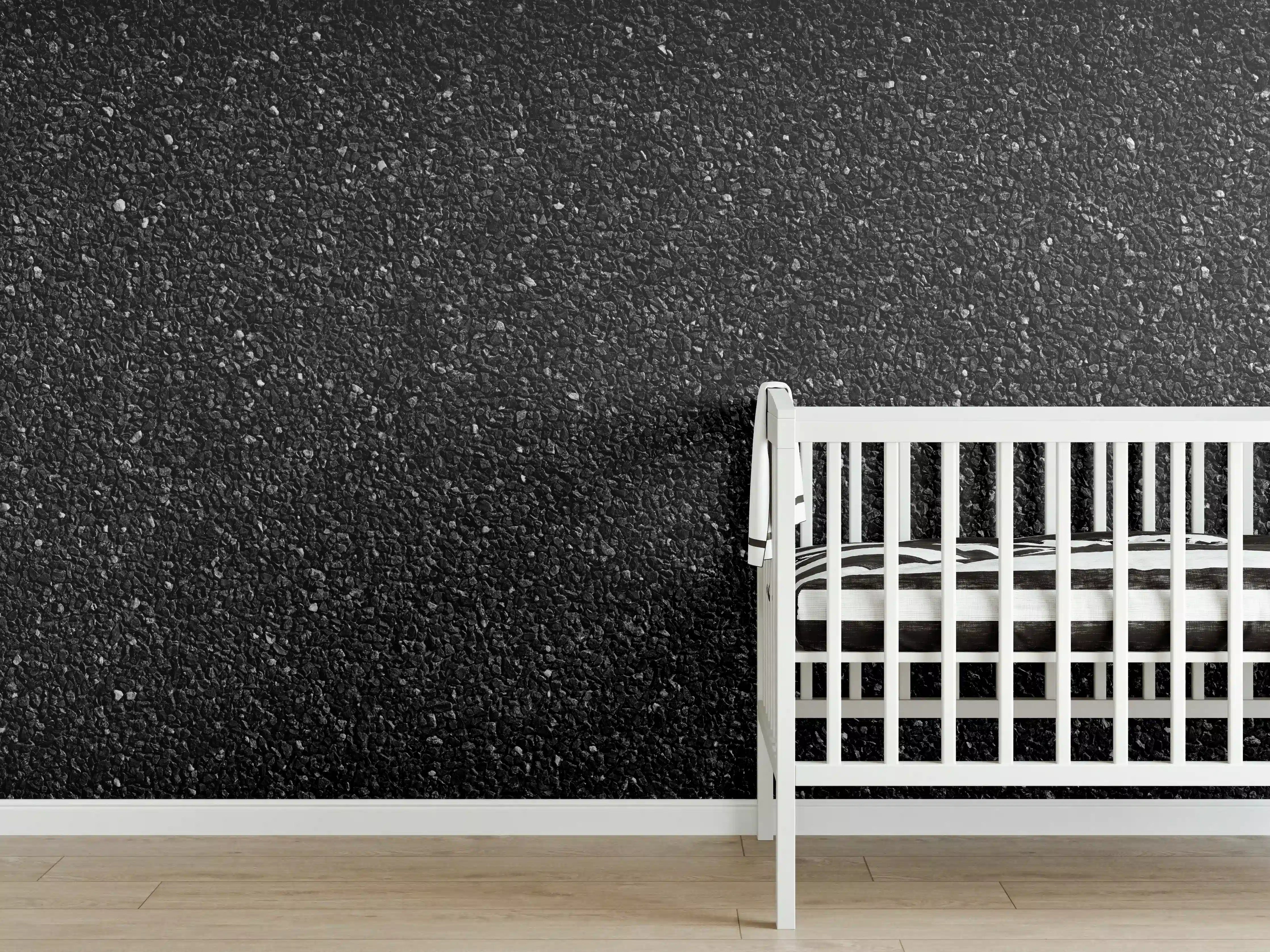 Babyzimmer Wandgestaltung - Anthrazitfarbenes Oberflächenpanorama