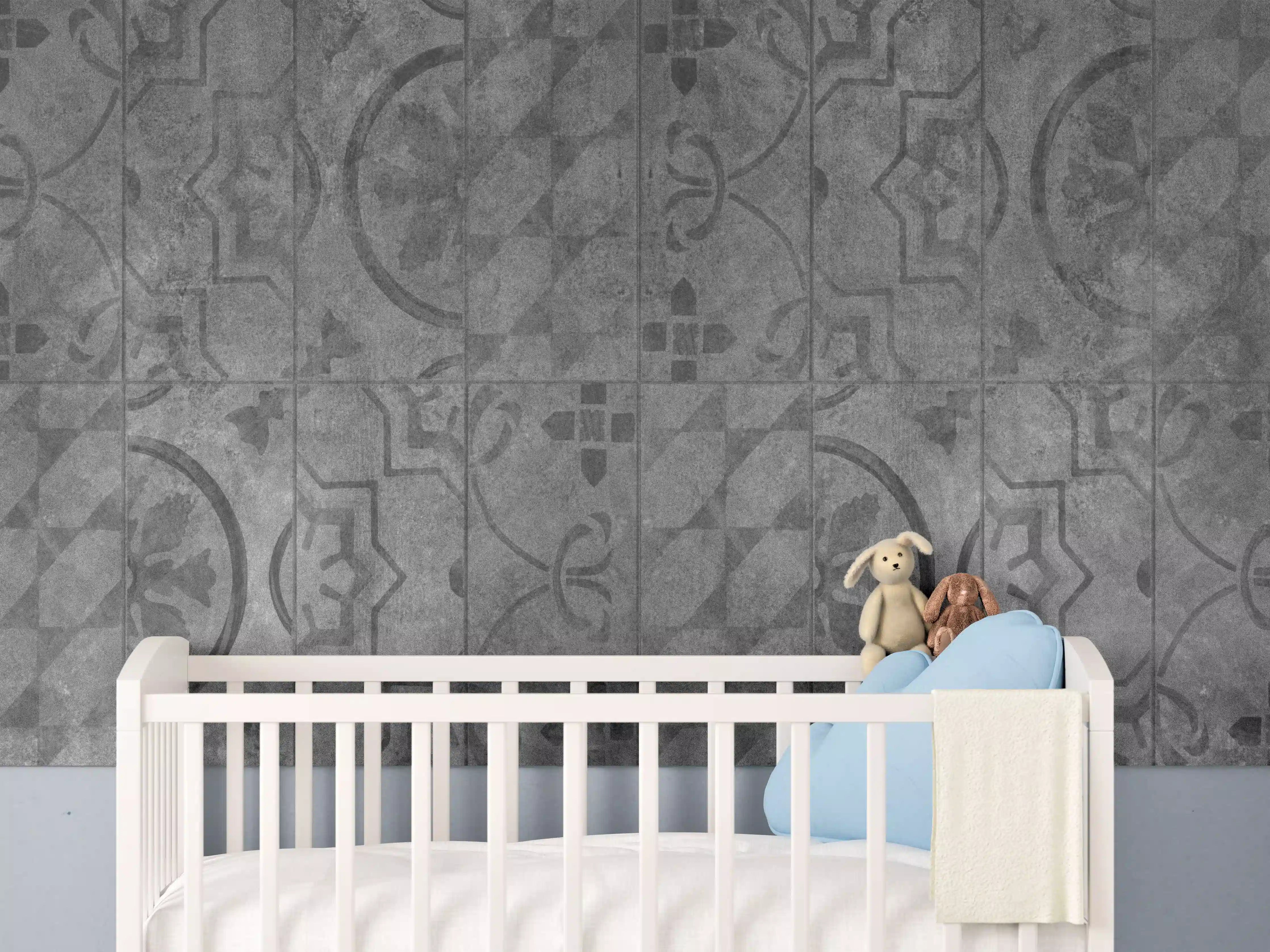 Babyzimmer Wandgestaltung - Antik Graue Fliesen Struktur