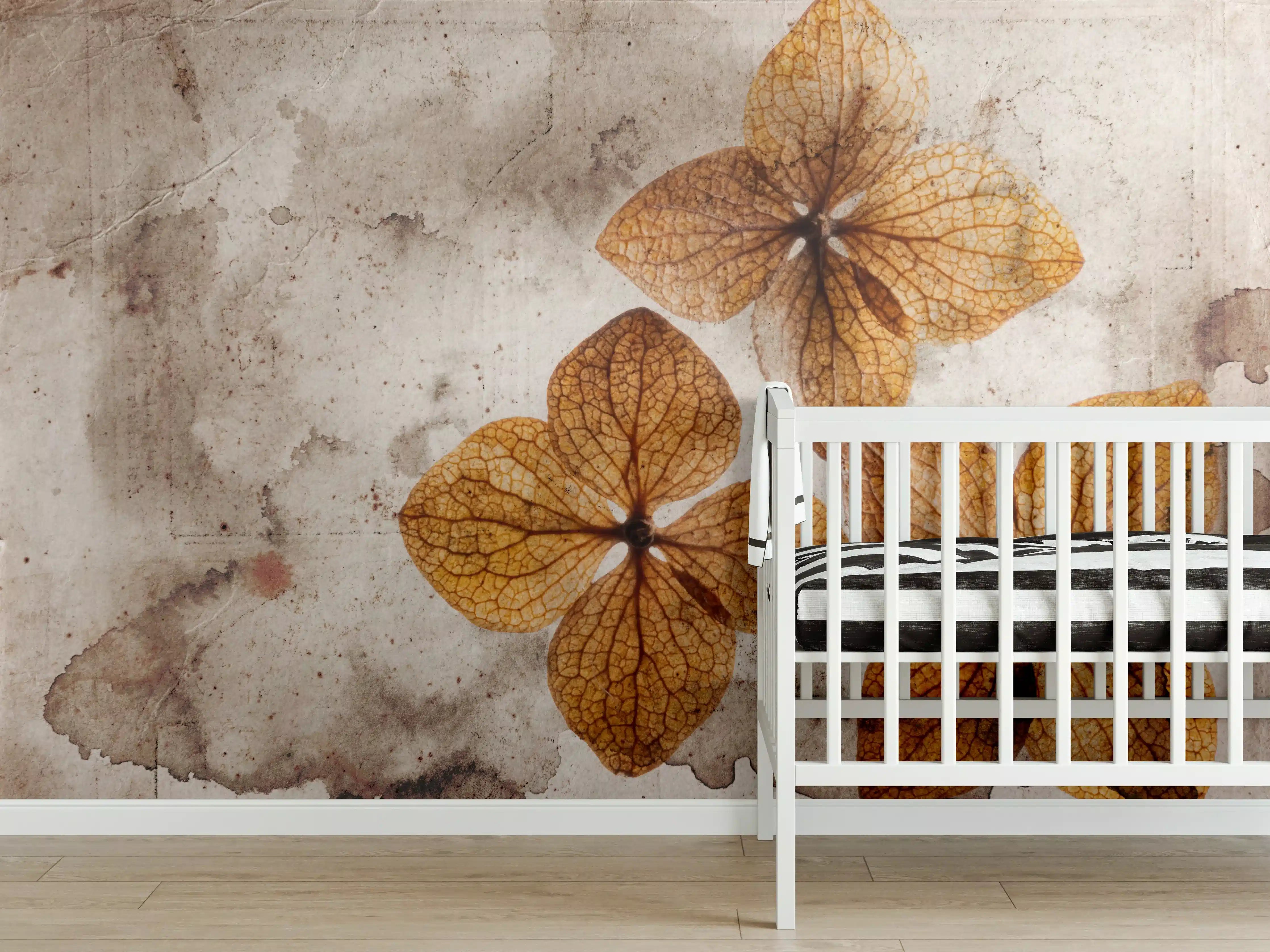 Babyzimmer Wandgestaltung - Antik Stil Trocken-Hortensien