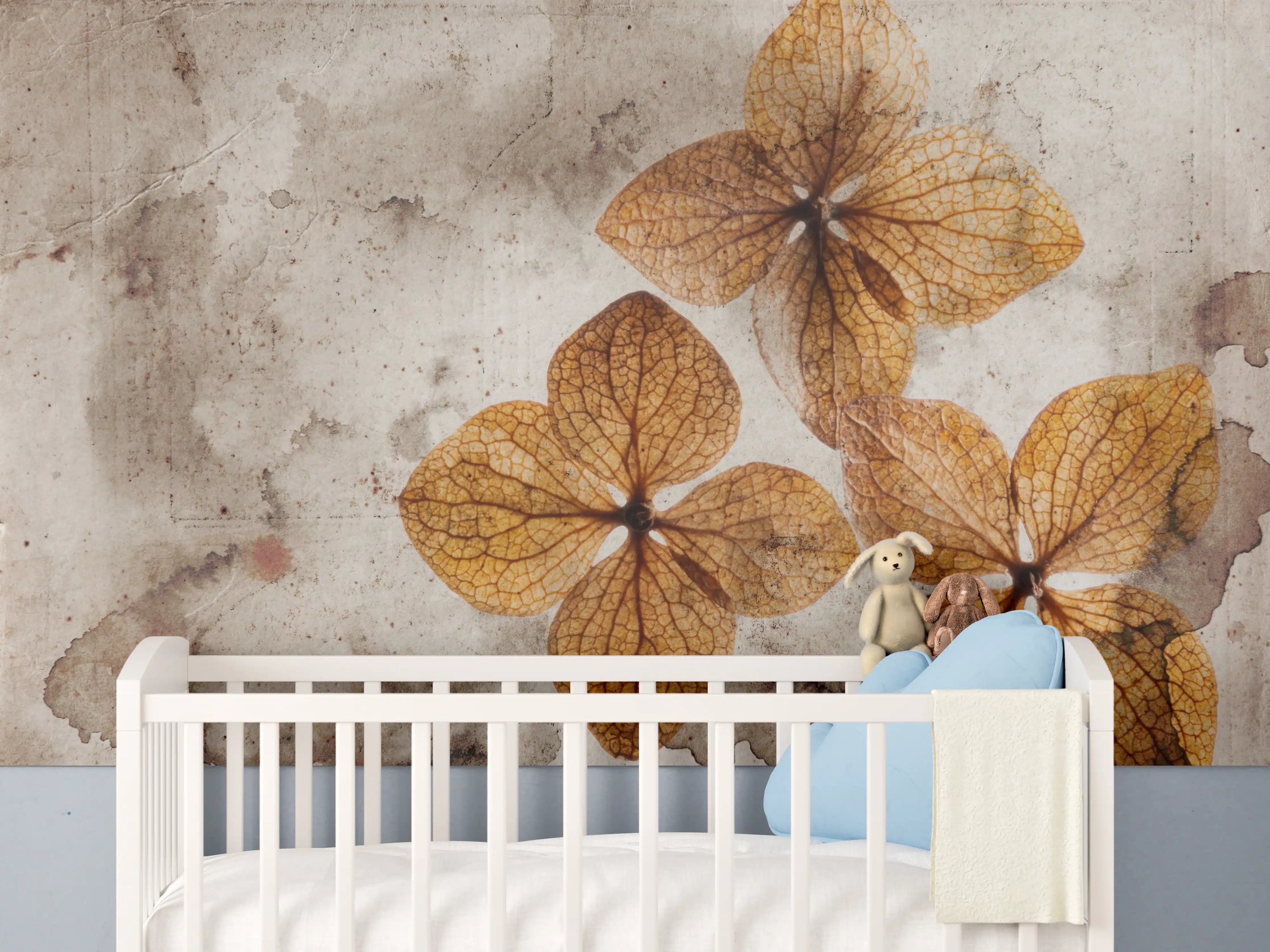 Babyzimmer Wandgestaltung - Antik Stil Trocken-Hortensien