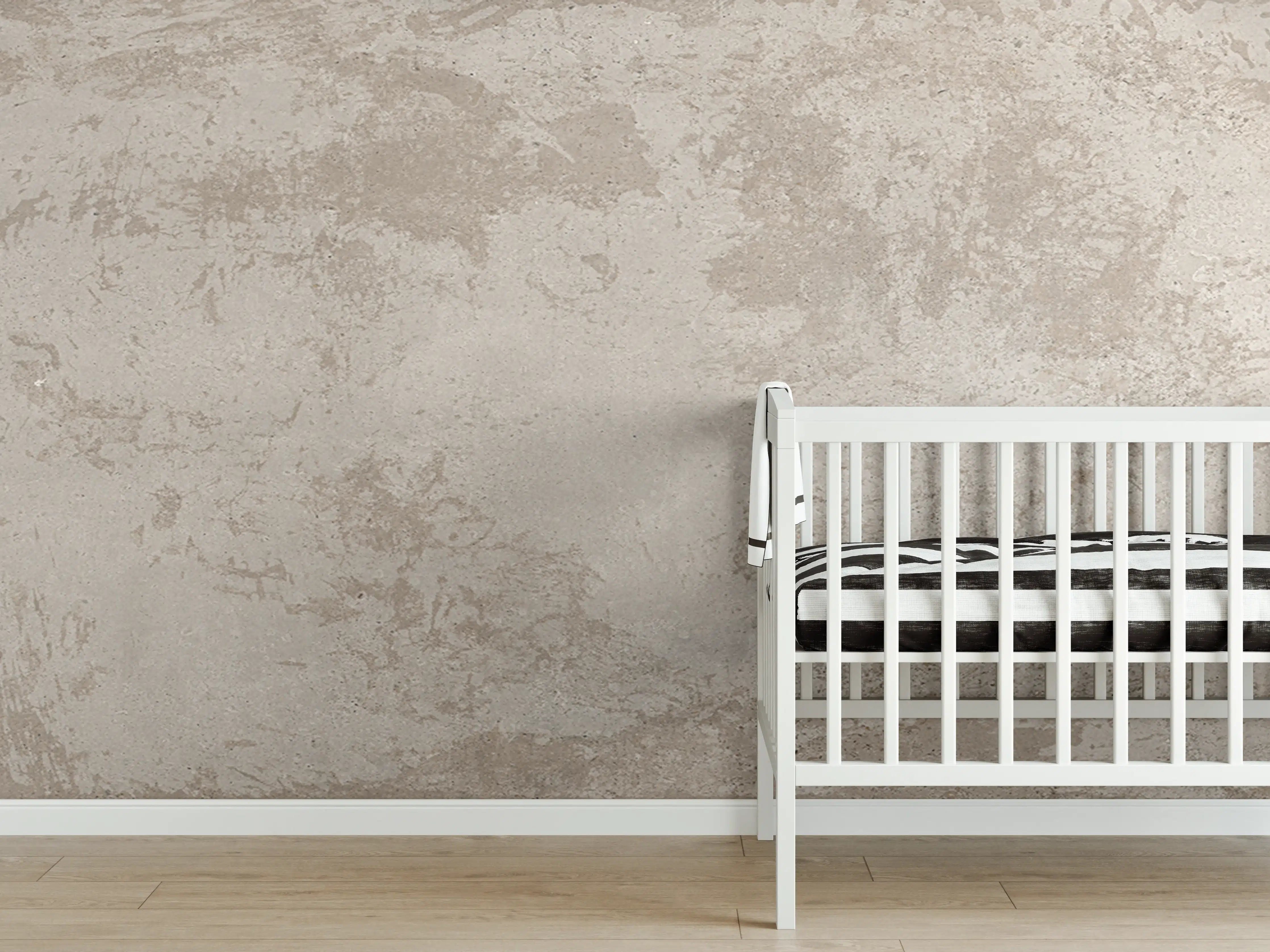 Babyzimmer Wandgestaltung - Antik beige Betonwand